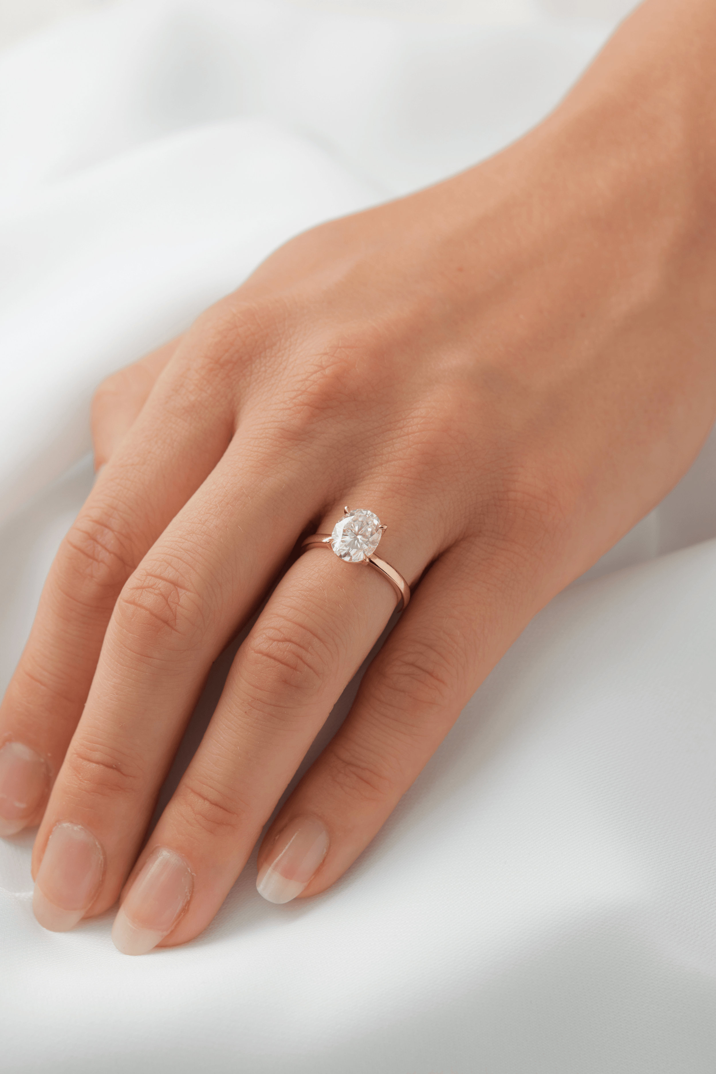 1.0 Carats Oval Shape Moissanite Solitaire Engagement Ring