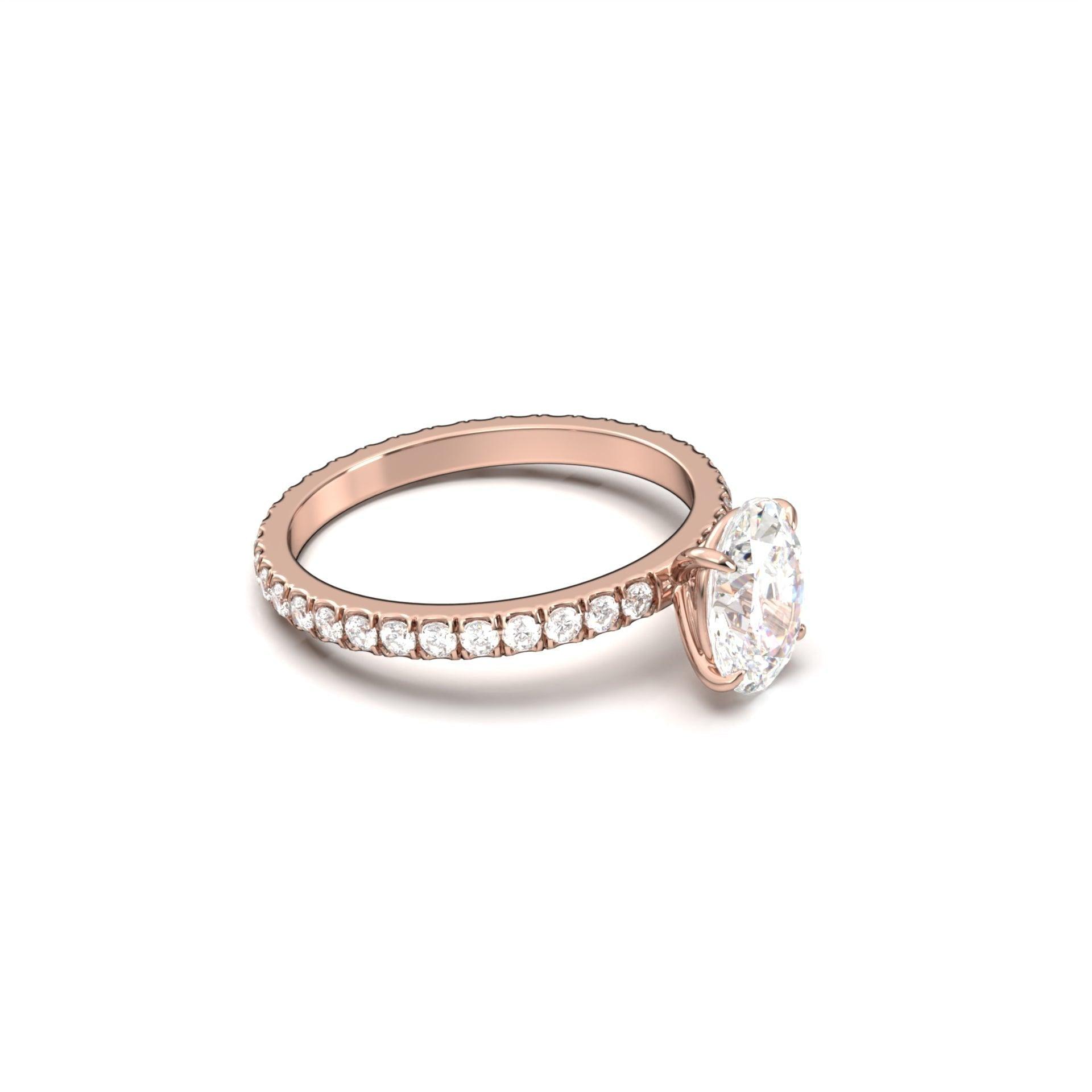 1.0 Carats Oval Shape Moissanite Pave Engagement Ring