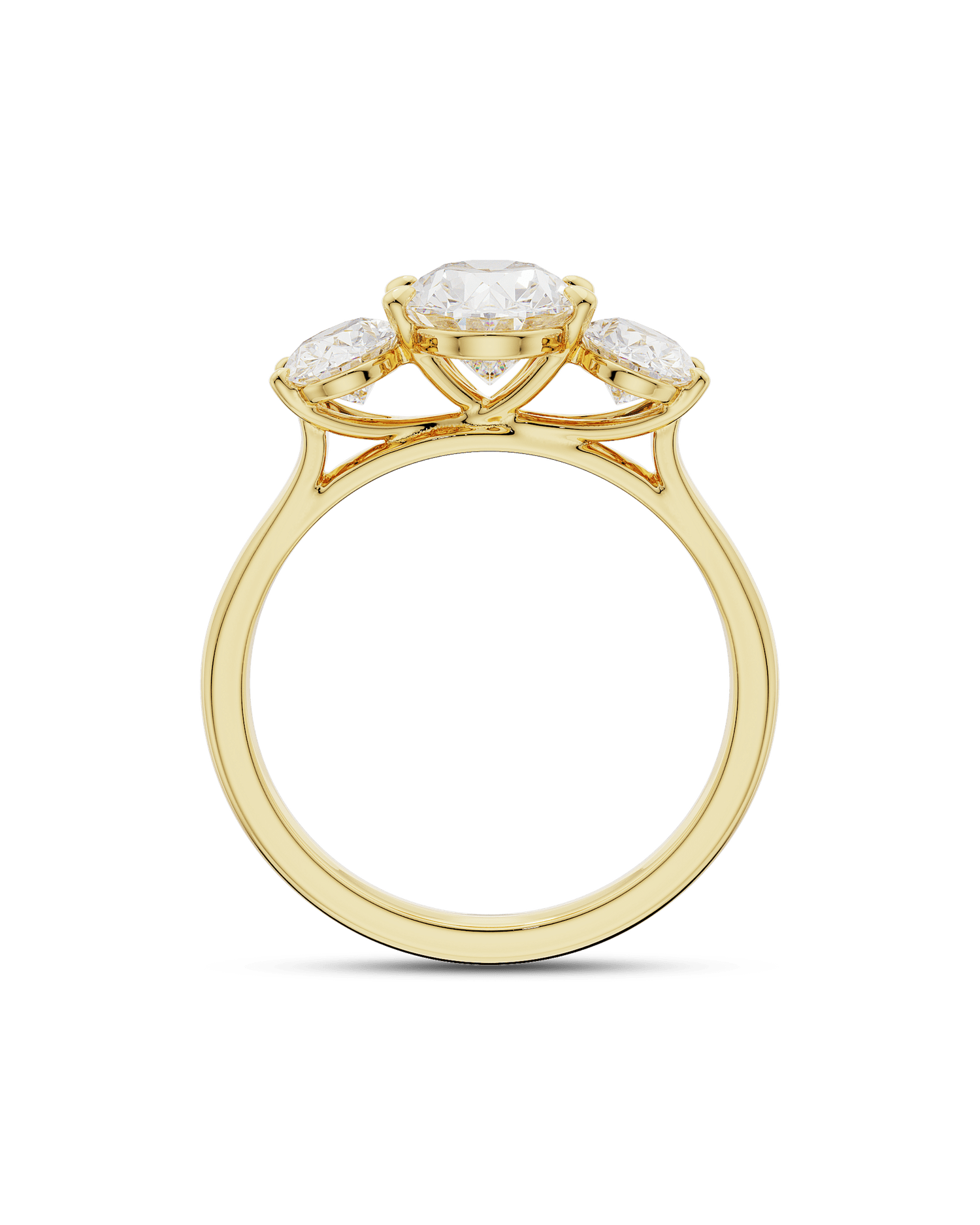 1.30 Carats Oval Shape Moissanite Three Stone Engagement Ring