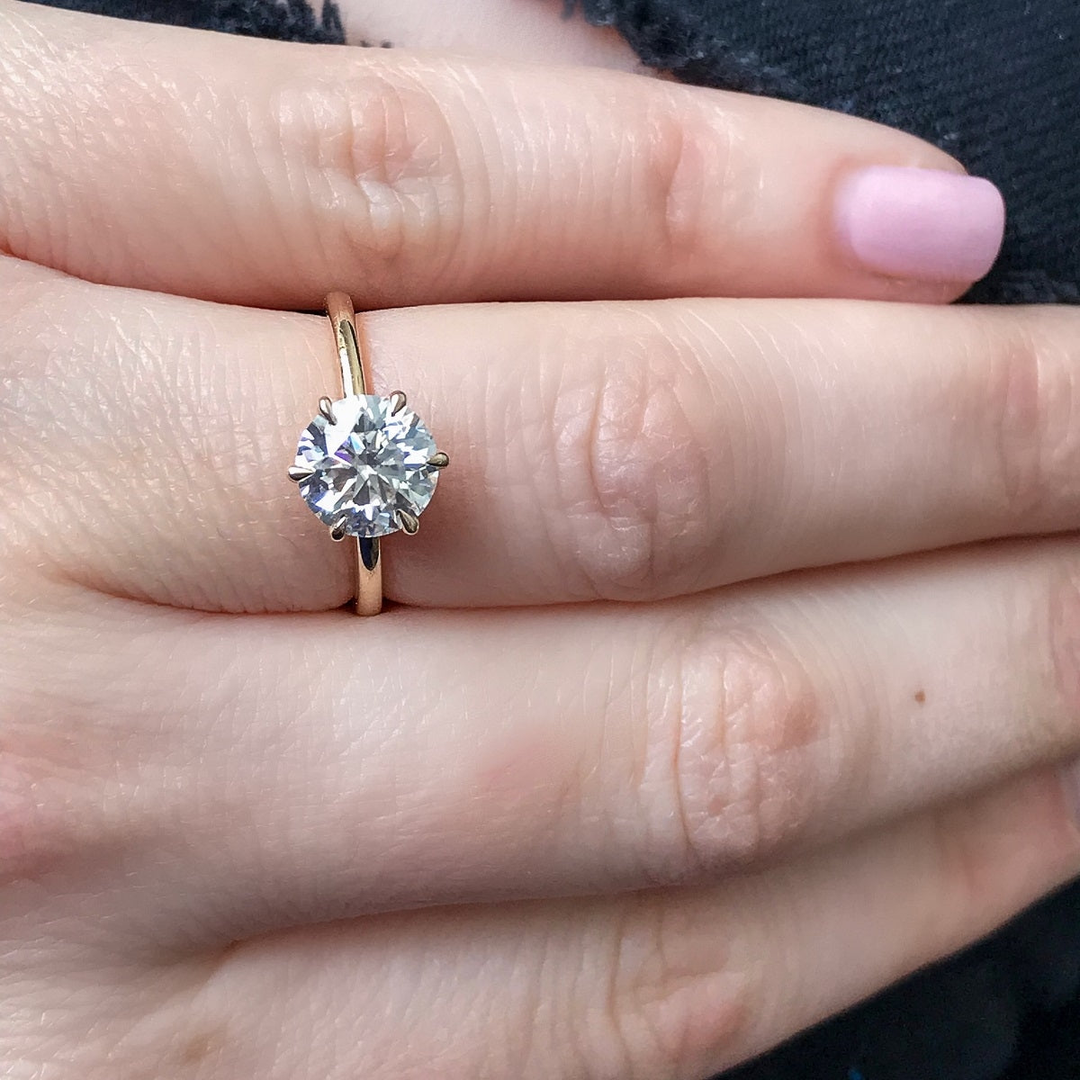 1.50 Carats Round Shape Moissanite Solitaire Engagement Ring