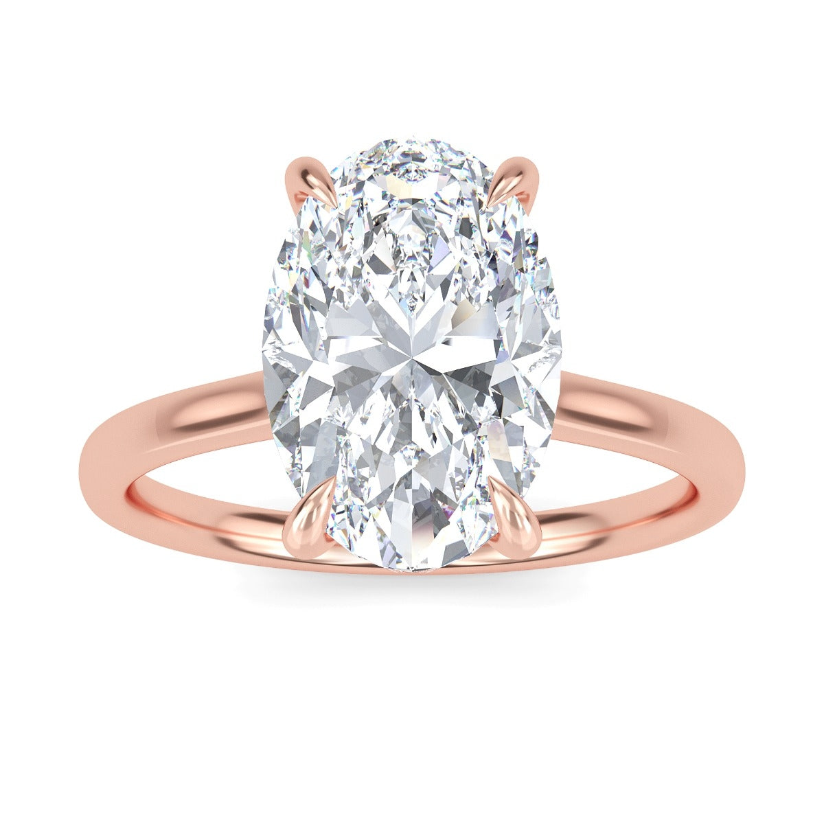 3.50 Carats Oval Shape Moissanite Hidden Halo Engagement Ring