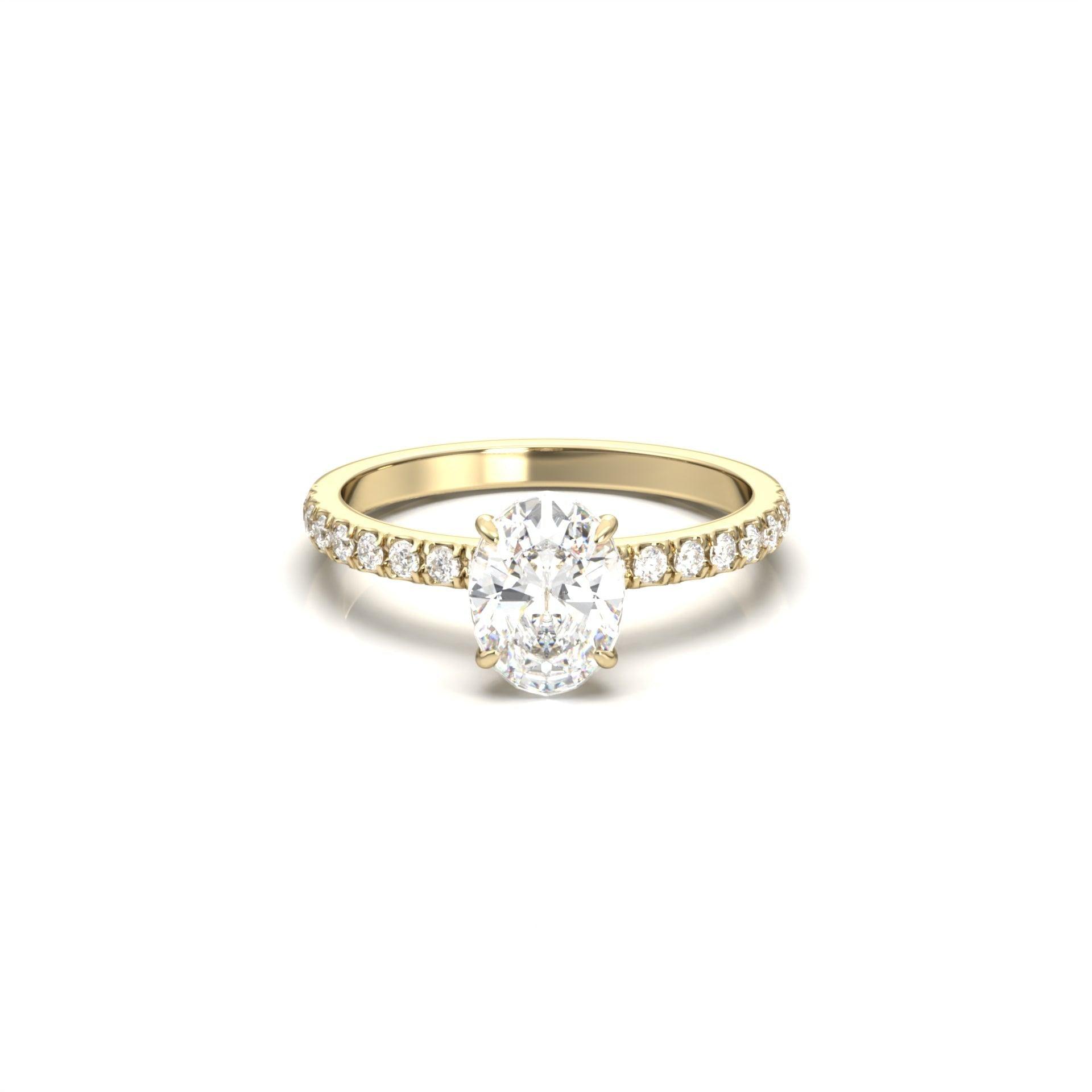 1.0 Carats Oval Shape Moissanite Pave Engagement Ring