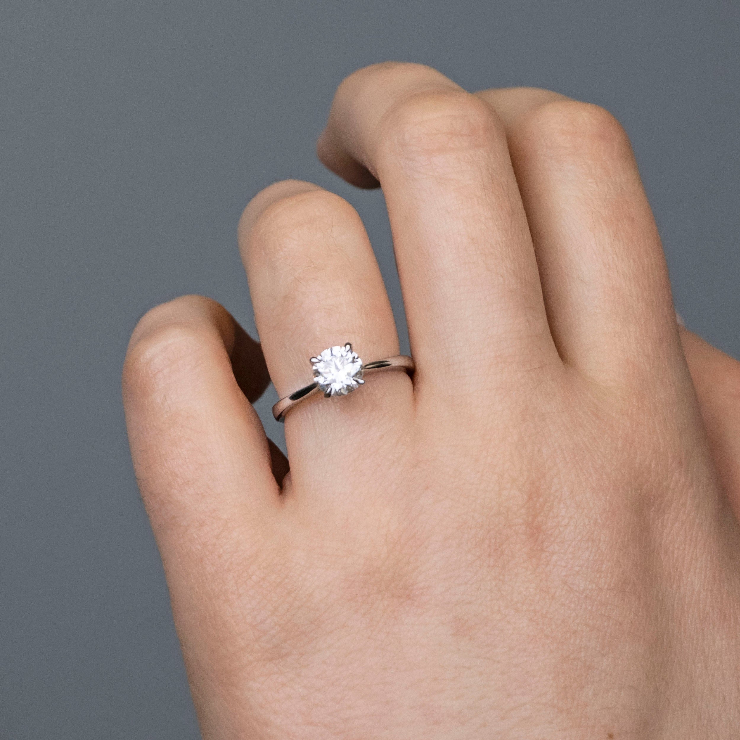 1.02 Carats Round Shape Moissanite Solitaire Engagement Ring