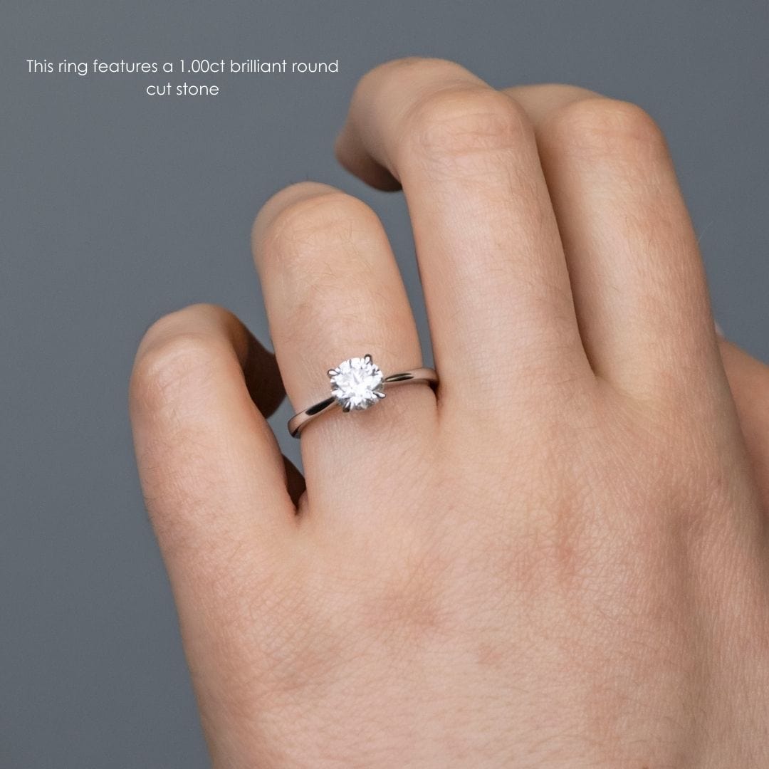 1.02 Carats Round Shape Moissanite Solitaire Engagement Ring