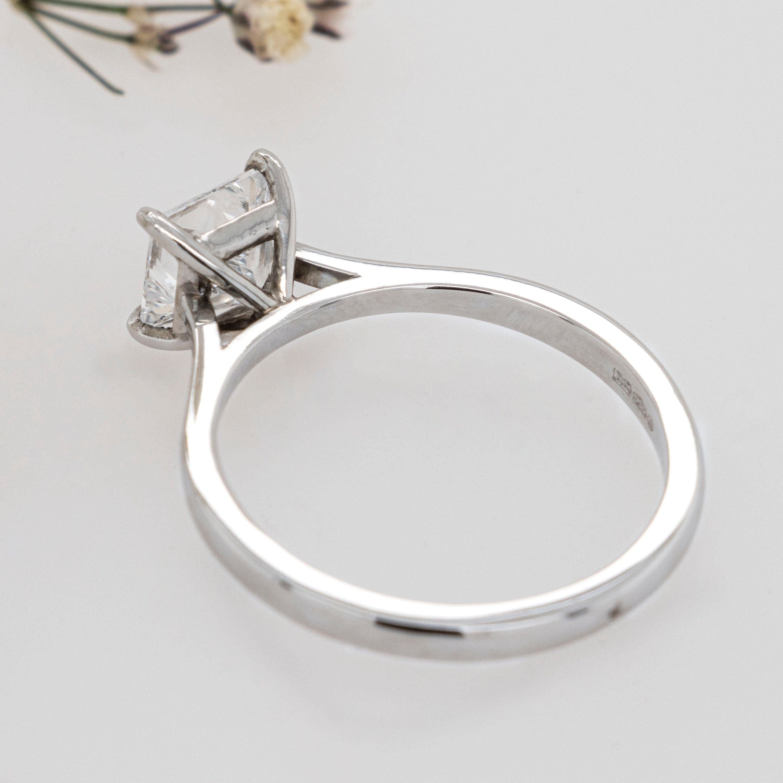 1.05 Carats Princess Shape Moissanite Solitaire Engagement Ring