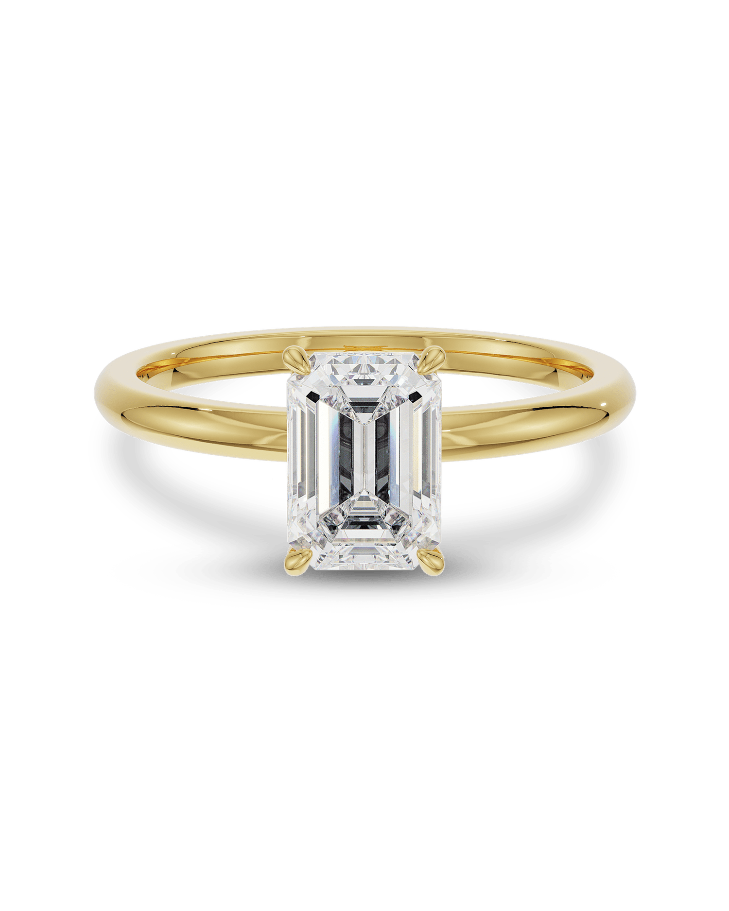 1.50 Carats Emerald Shape Moissanite Solitaire Engagement Ring