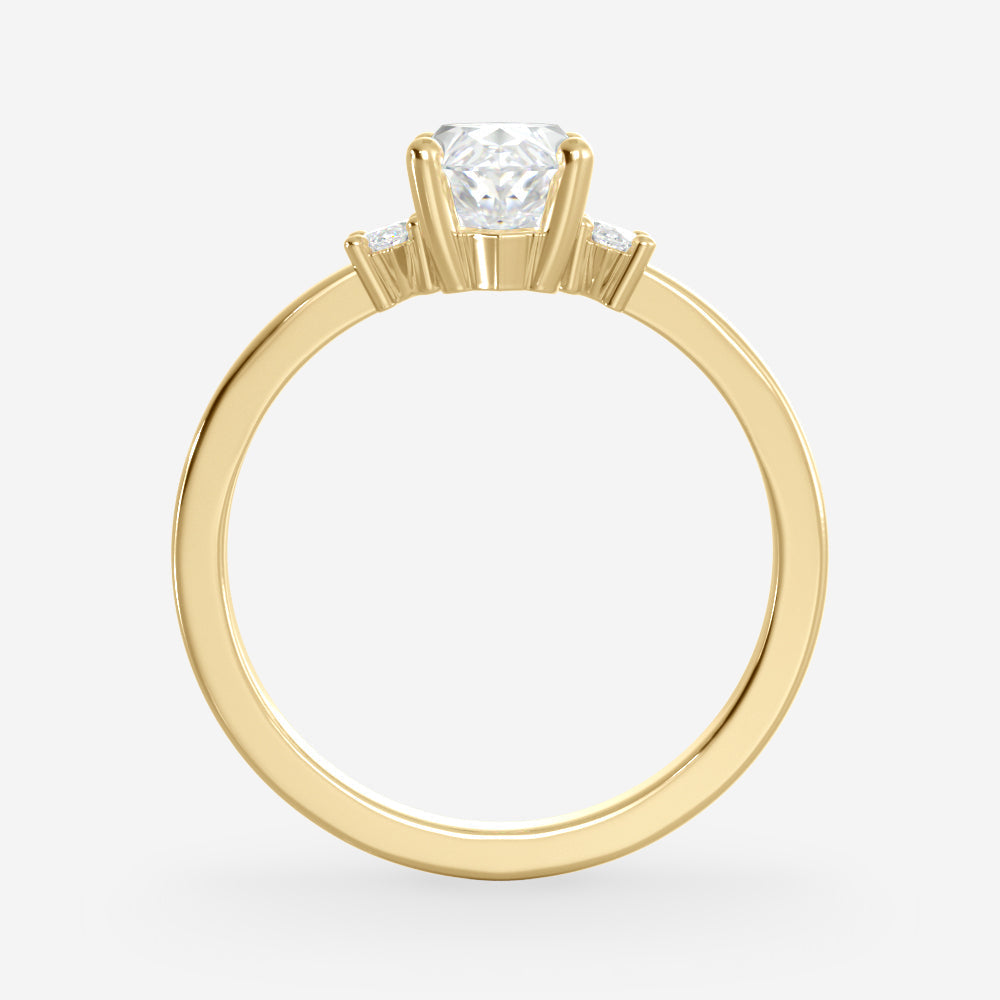 1.0 Carats Marquise Shape Moissanite Three Stone Engagement Ring
