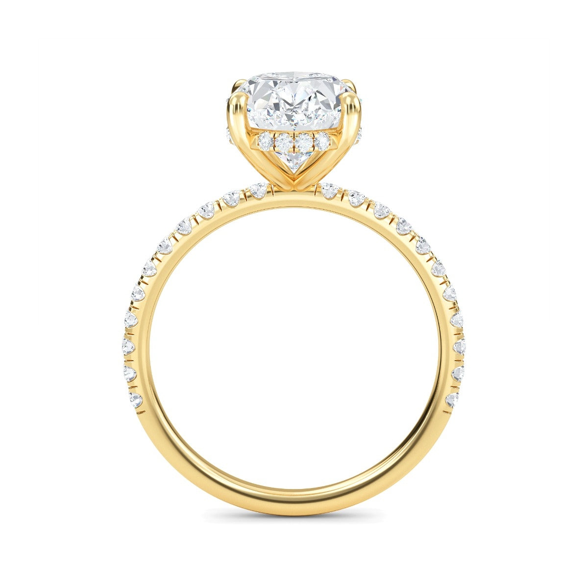 2.70 Carats Oval Shape Moissanite Hidden Halo & Pave Engagement Ring
