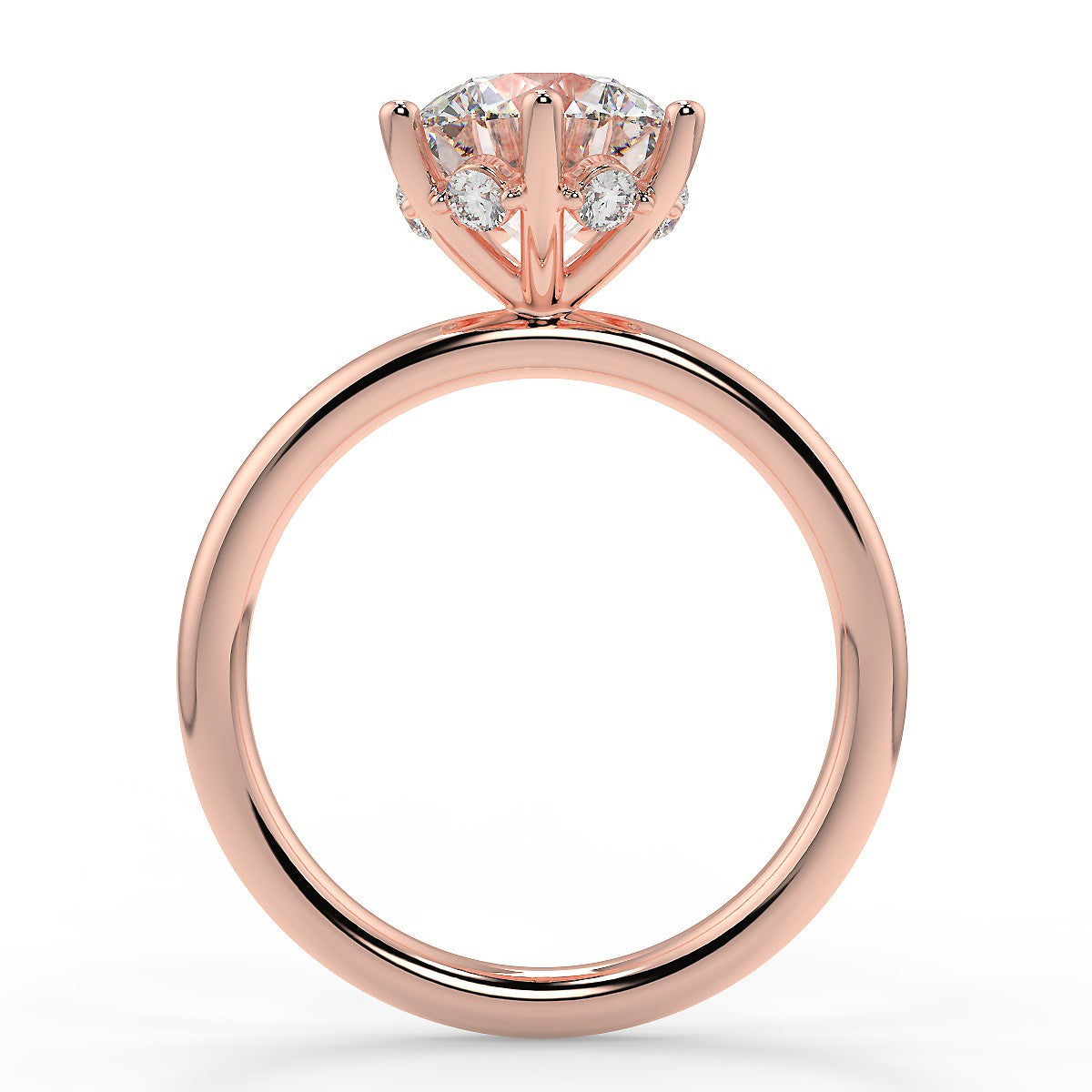 2.0 Carats Round Shape Moissanite Hidden Halo Engagement Ring