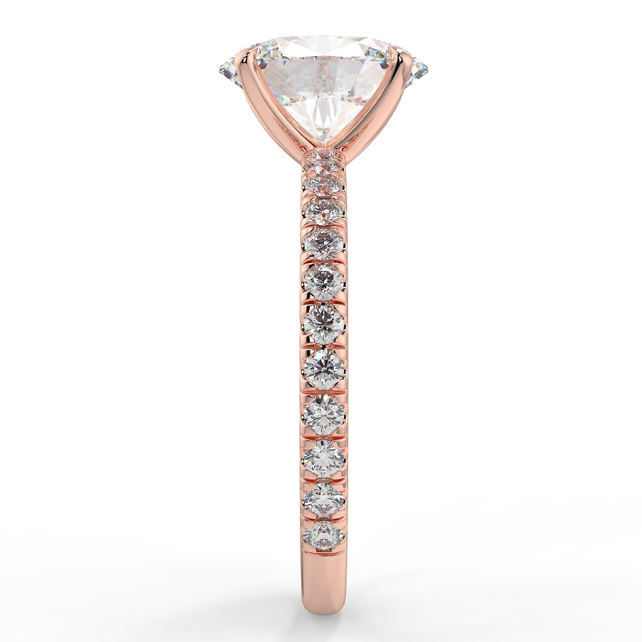 2.0 Carats Oval Shape Moissanite Pave Engagement Ring