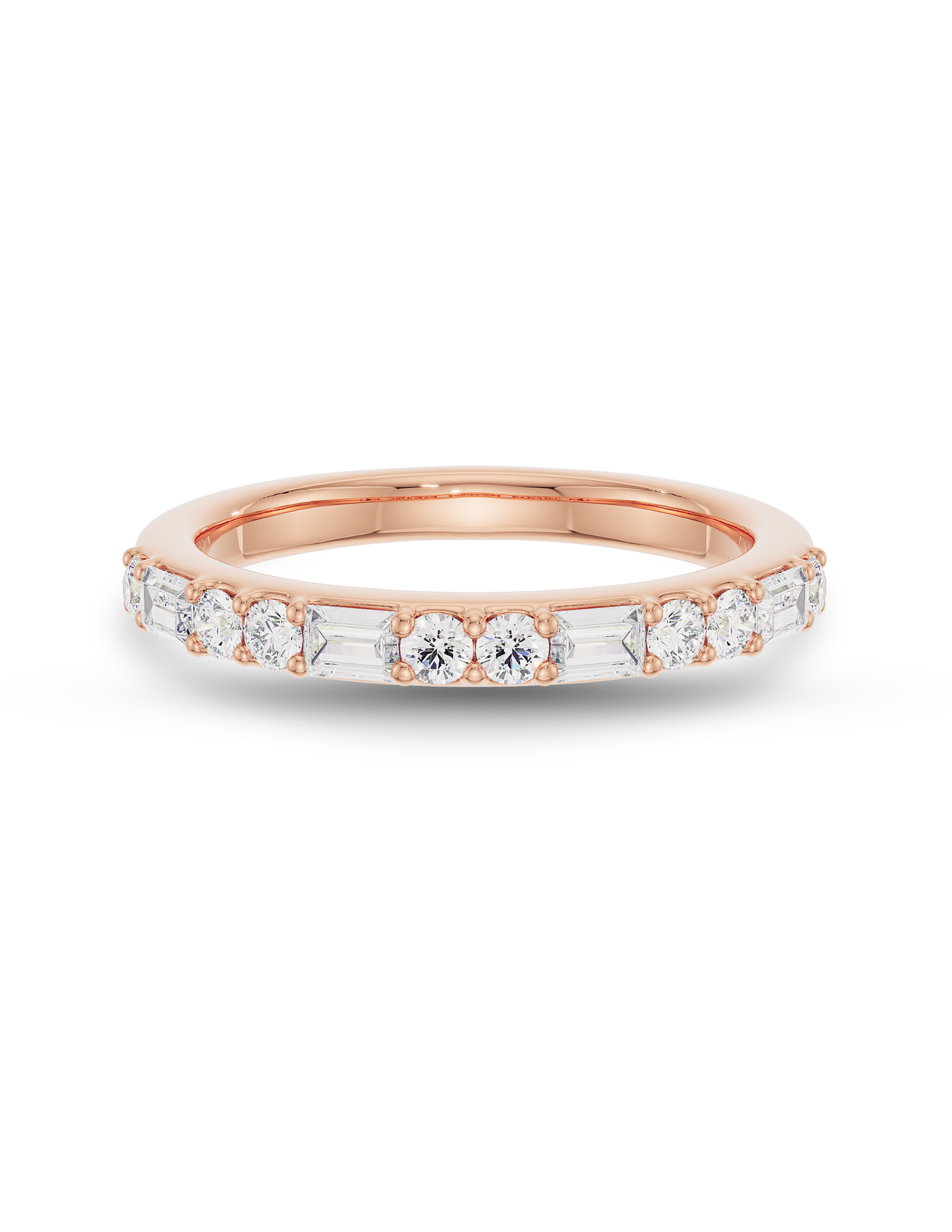 0.25 Carats Moissanite Round & Baguette Shape Half Eternity Wedding Band