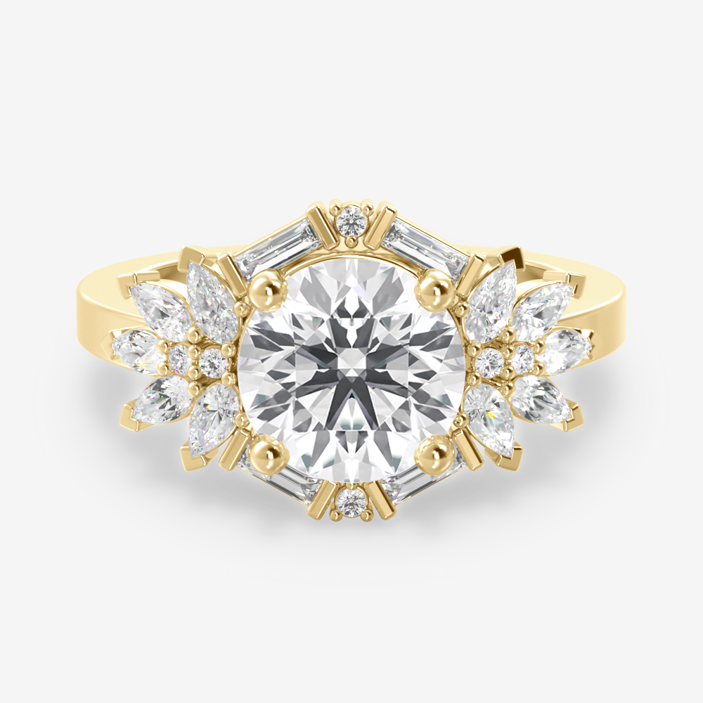 1.50 Carats Round Shape Moissanite Cluster Engagement Ring