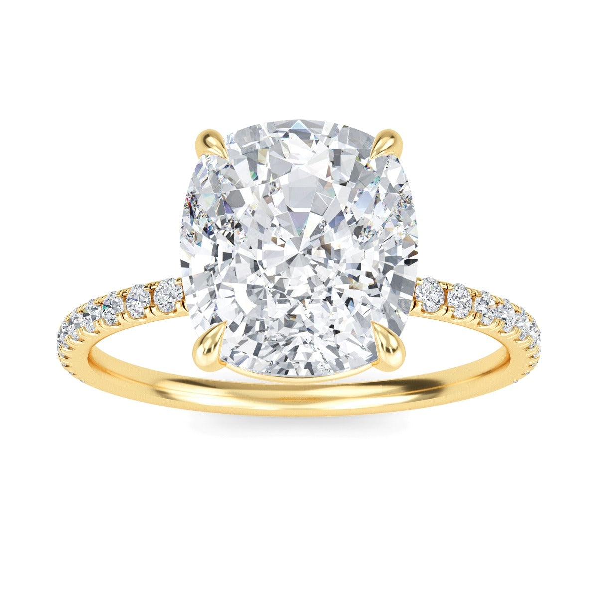 3.0 Carats Cushion Shape Moissanite pave Engagement Ring