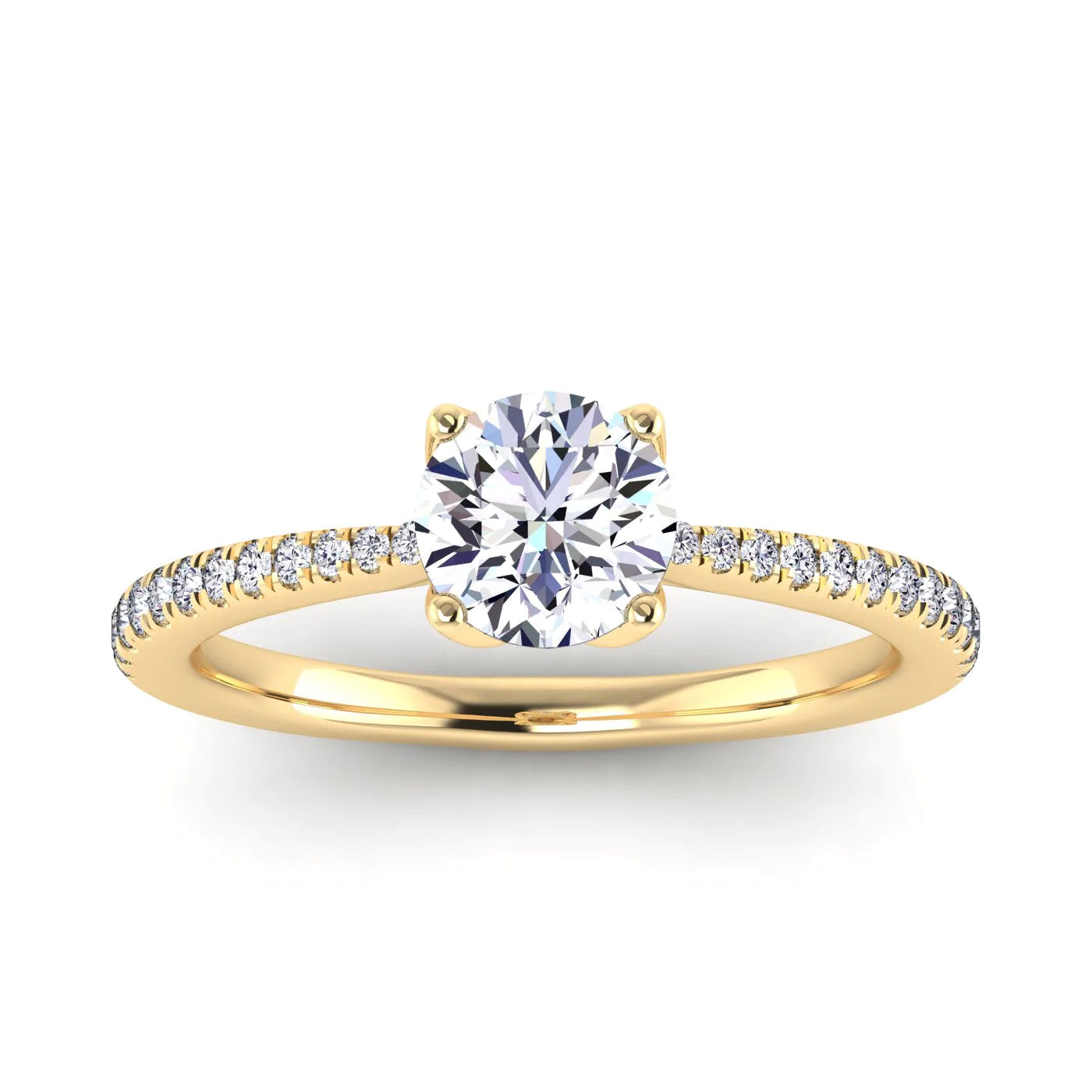 0.96 Carats Round Shape Moissanite Pave Engagement Ring