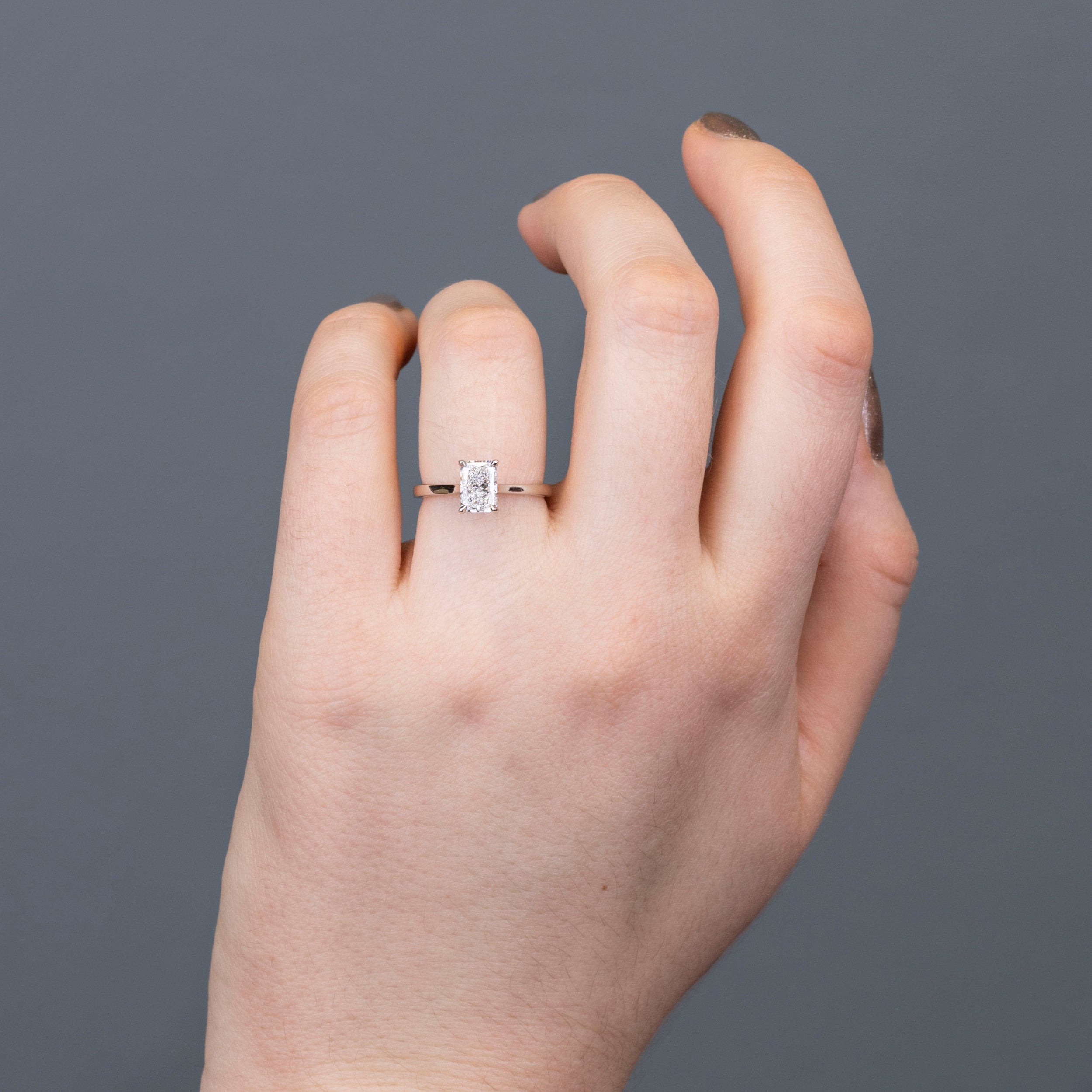 1.01 Carats Radiant Shape Moissanite Solitaire Engagement Ring