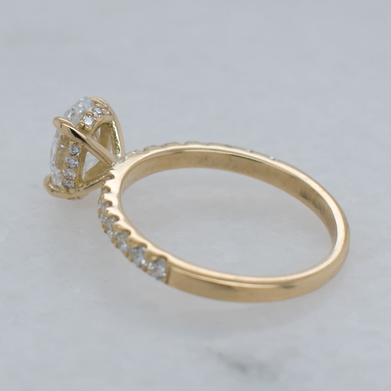 1.01 Carats Oval Shape Moissanite Hidden Halo Pave Engagement Ring