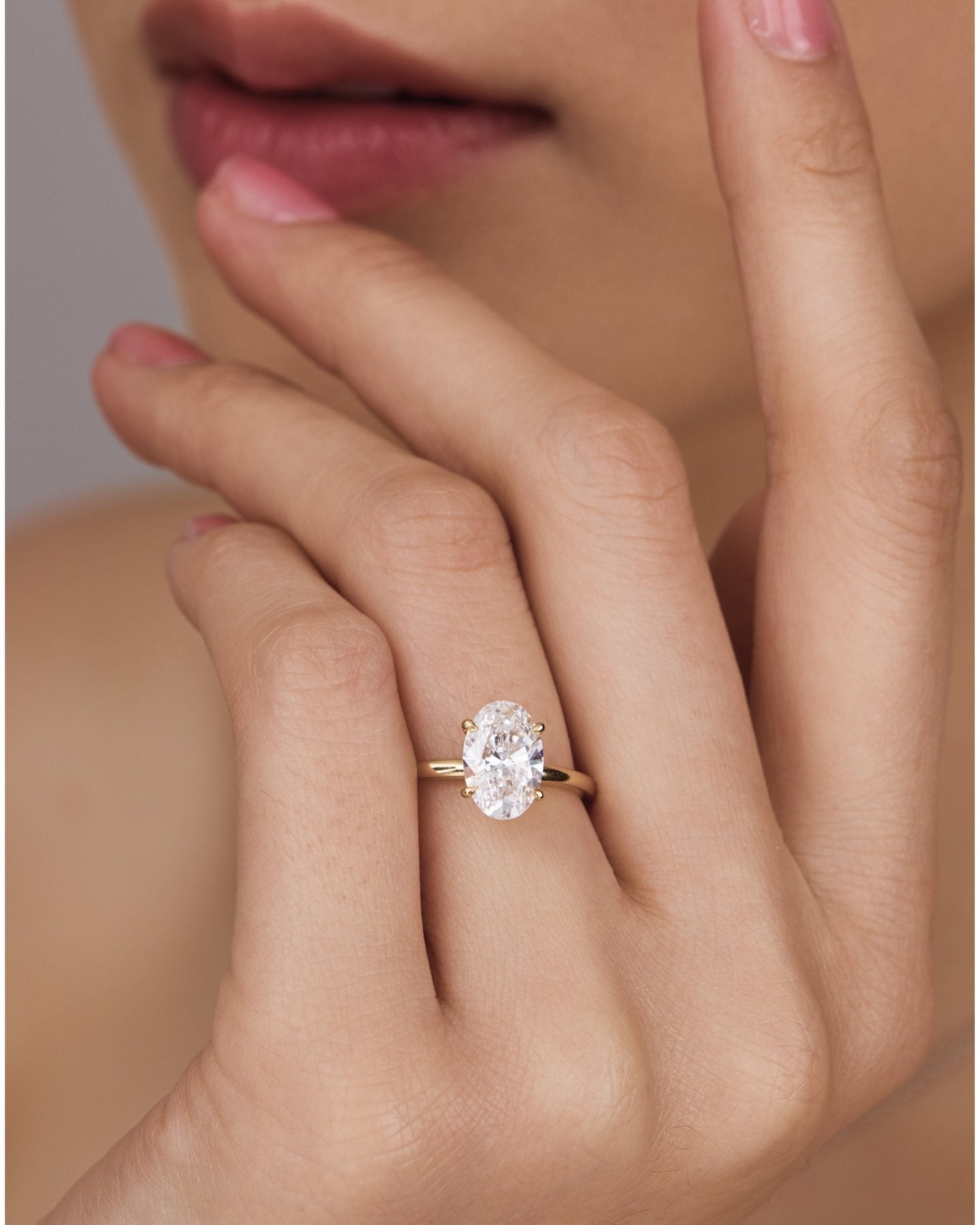 2.0 Carats Oval Shape Moissanite Solitaire Engagement Ring