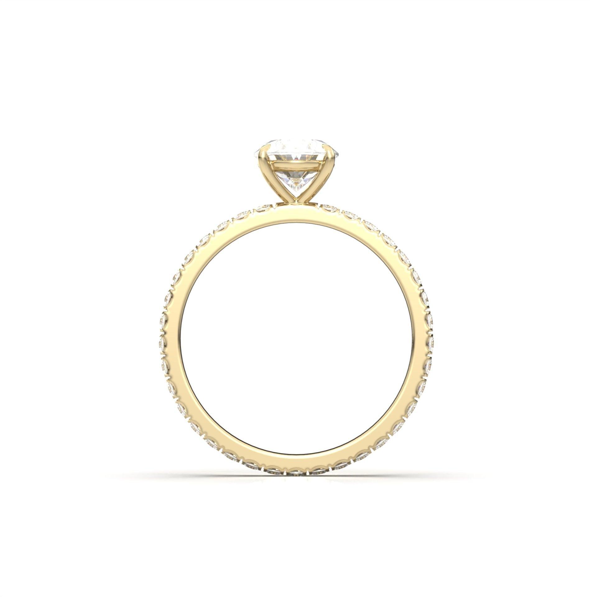 1.0 Carats Oval Shape Moissanite Pave Engagement Ring