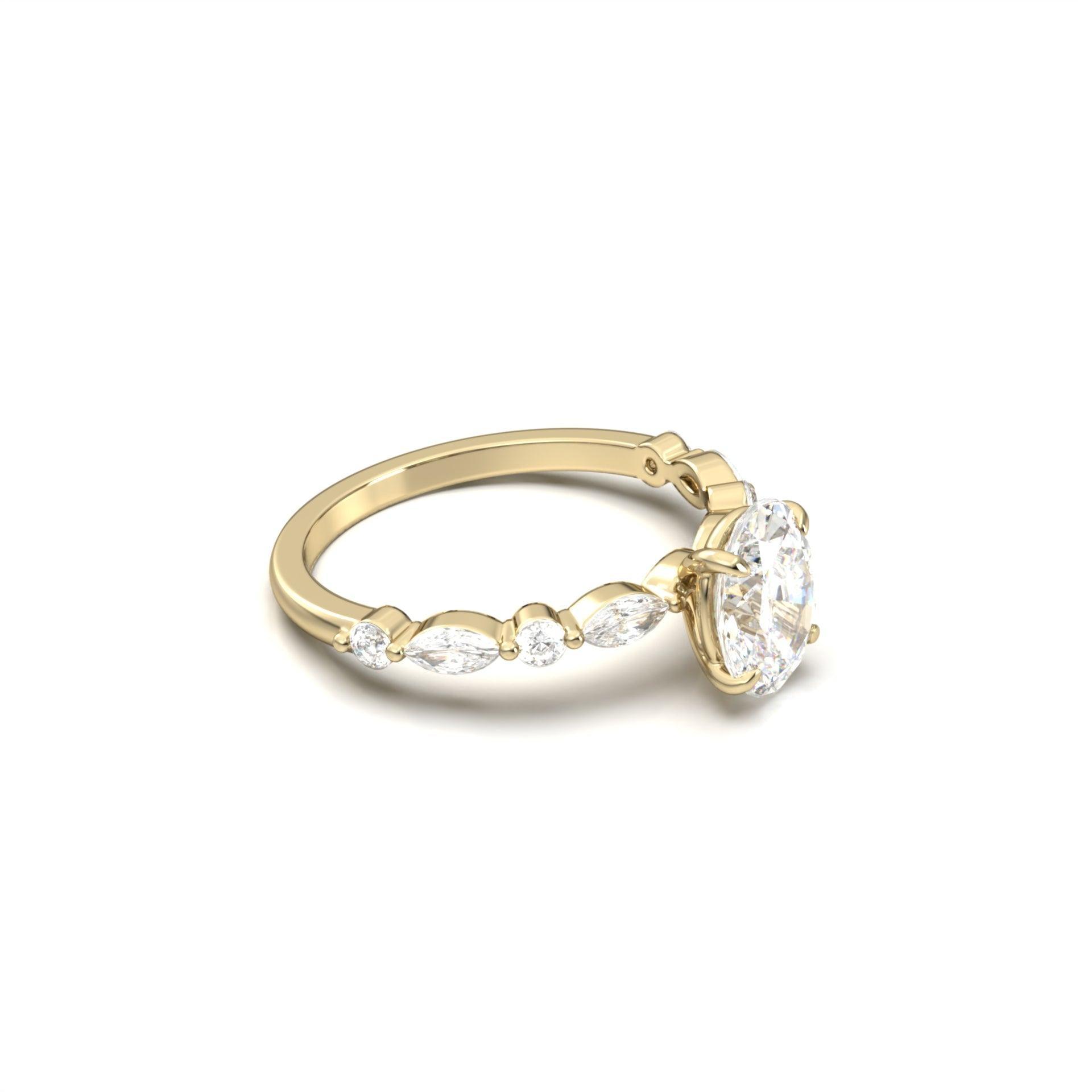1.0 Carats Oval Shape Moissanite Pave Engagement Ring