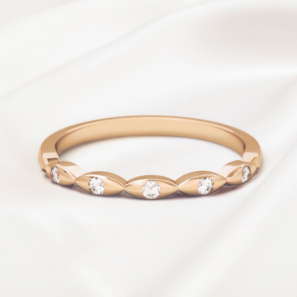 0.15 Carats Moissanite Round Shape Flush Wedding Band
