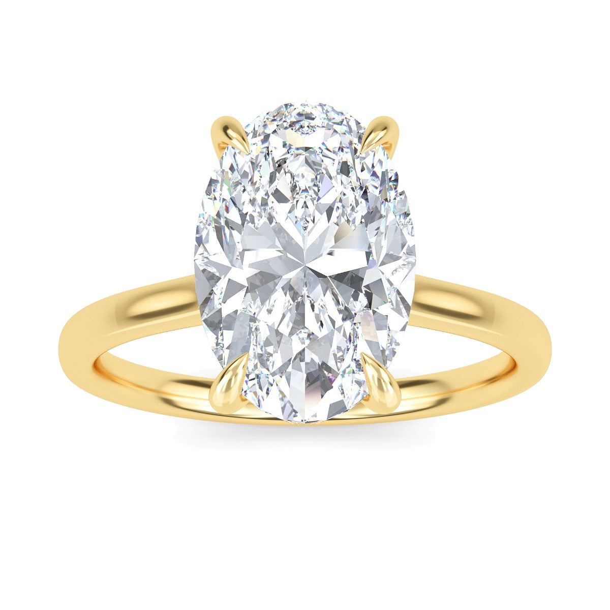 3.50 Carats Oval Shape Moissanite Hidden Halo Engagement Ring