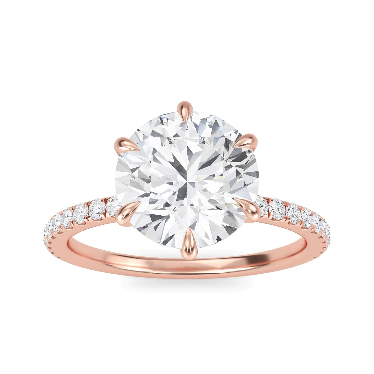 2.50 Carats Round Shape Moissanite Pave Engagement Ring