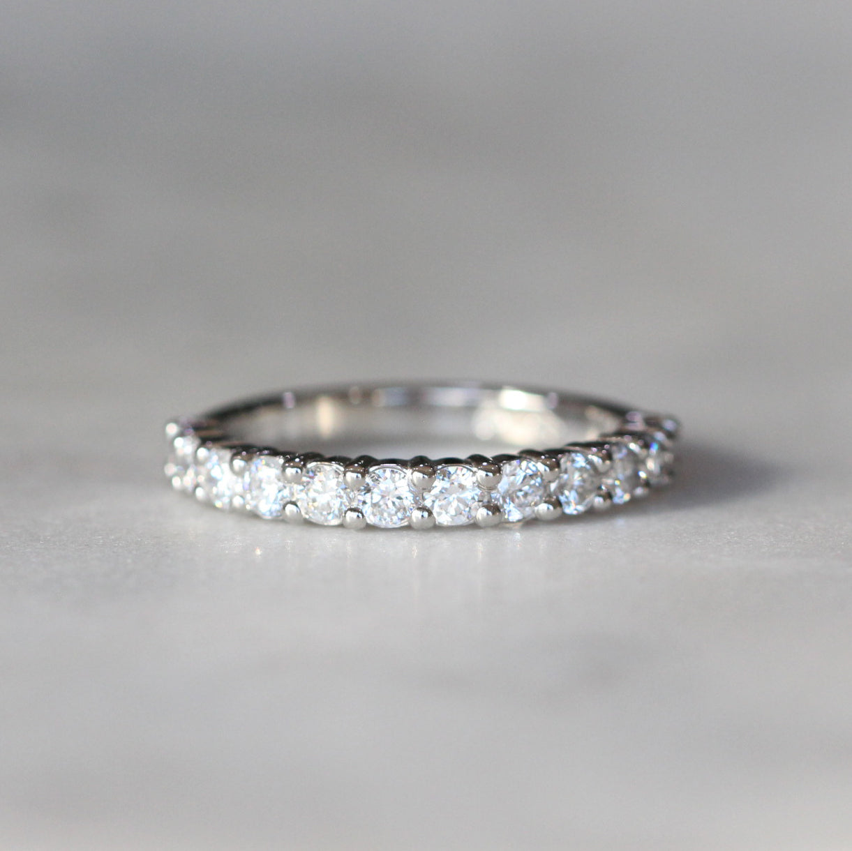 0.70 Carats Moissanite Round Shape U Shaped Wedding Band