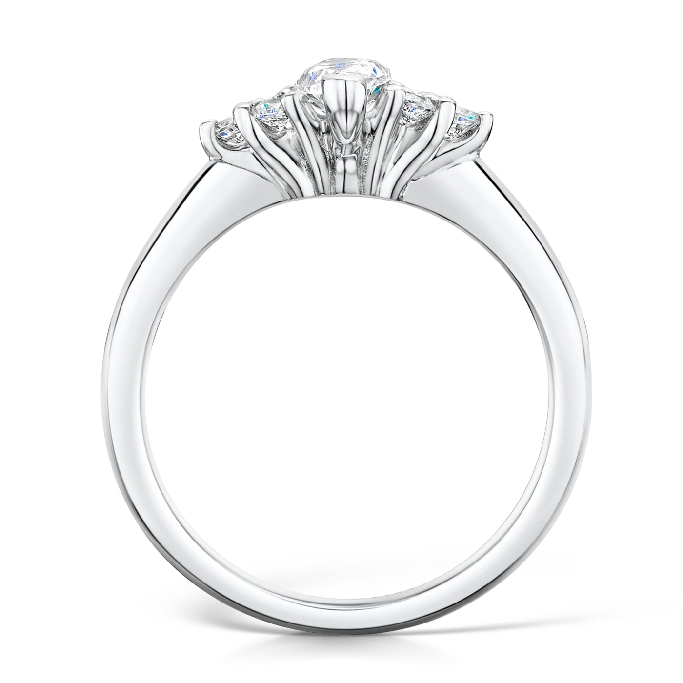 0.93 Carats Marquise Shape Moissanite Cluster Engagement Ring