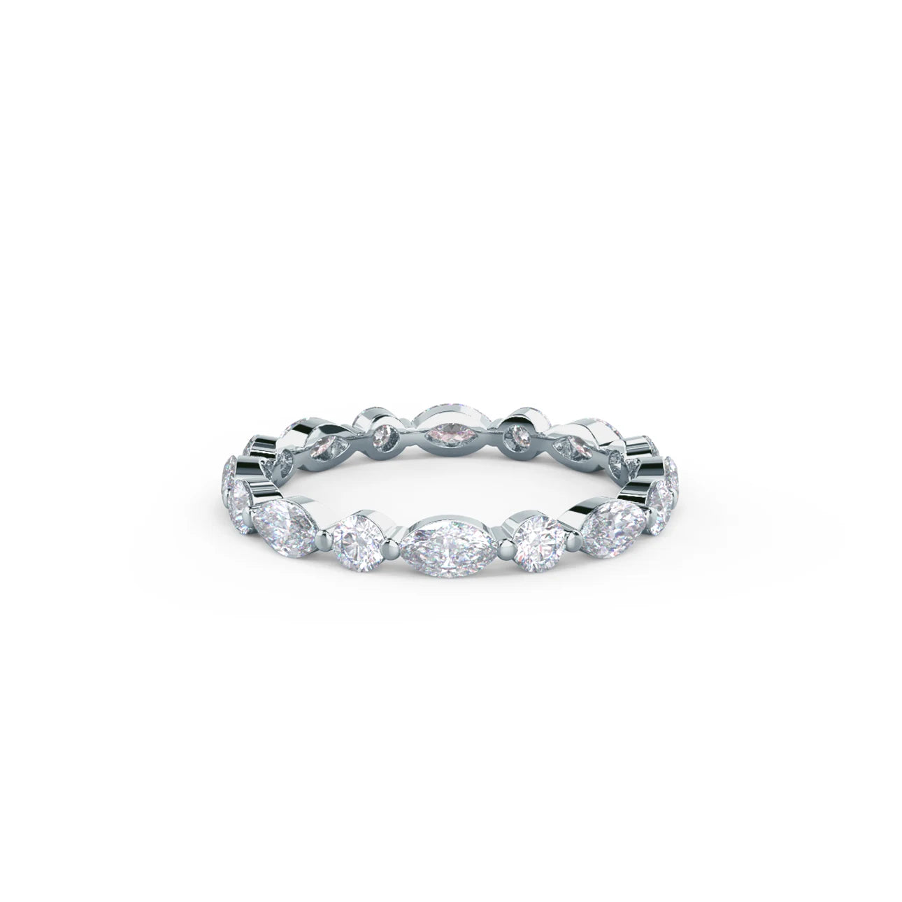 1.20 Carats Lab Grown Diamond Marquise & Round Shape Bezel Wedding Band
