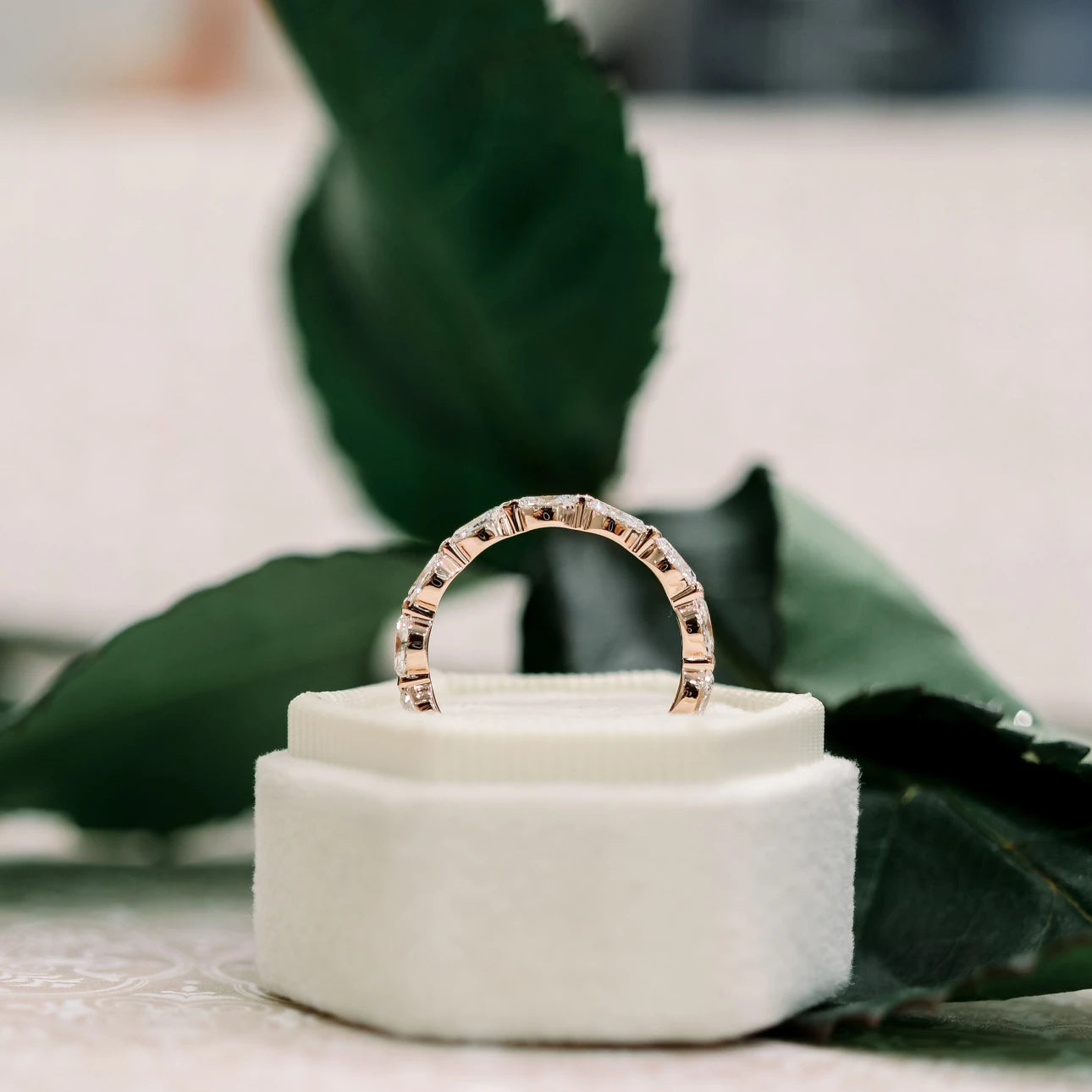 1.30 Carats Lab Grown Diamond Marquise Shape Bezel Wedding Band