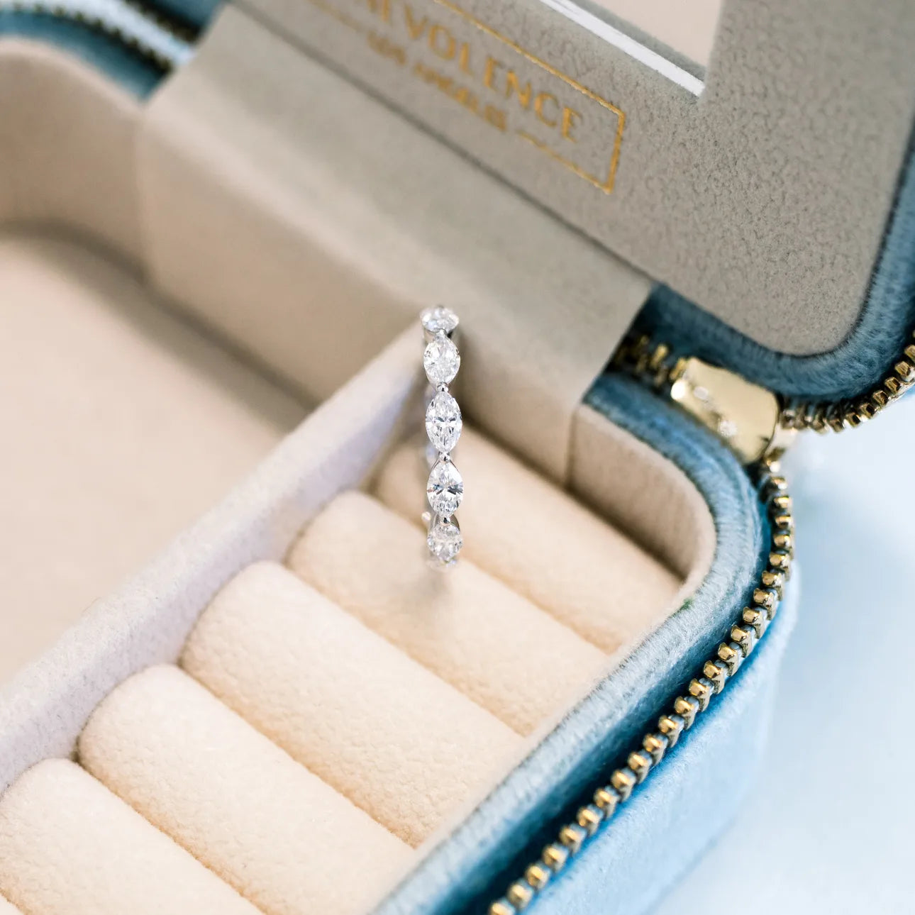 1.30 Carats Lab Grown Diamond Marquise Shape Bezel Wedding Band