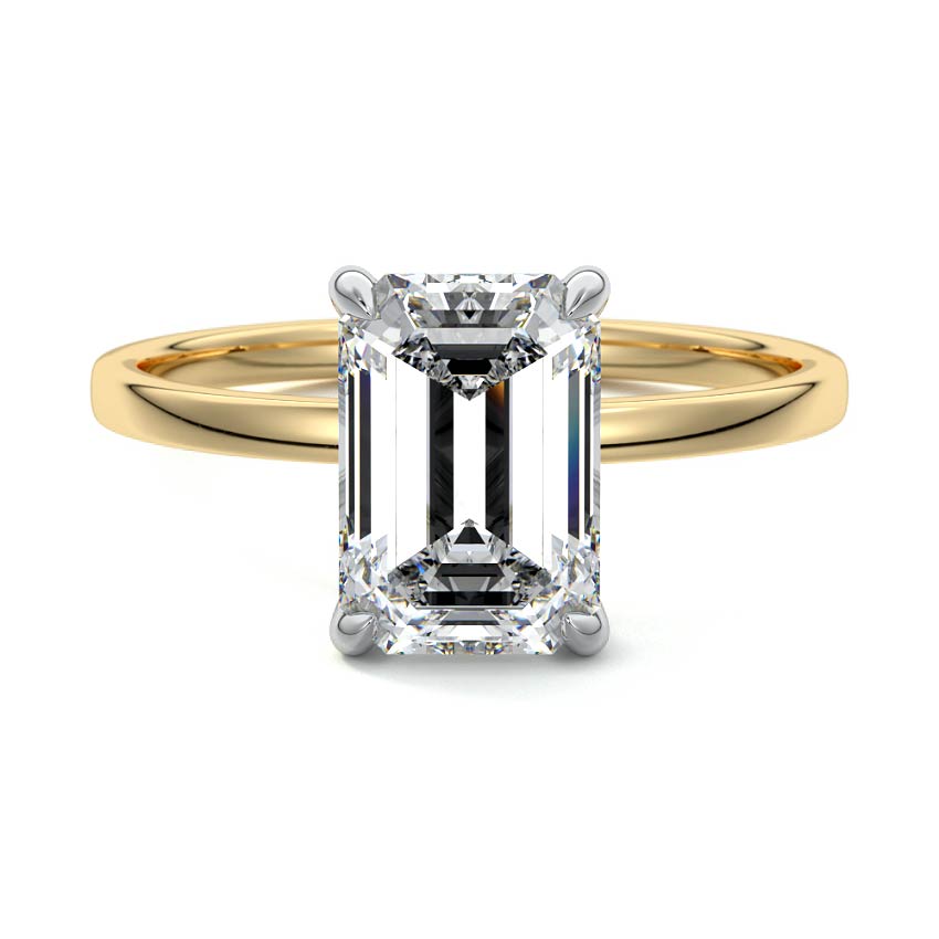 2.50 Carats Lab Grown Diamond Emerald Shape E-VS1 Hidden Halo Engagement Ring