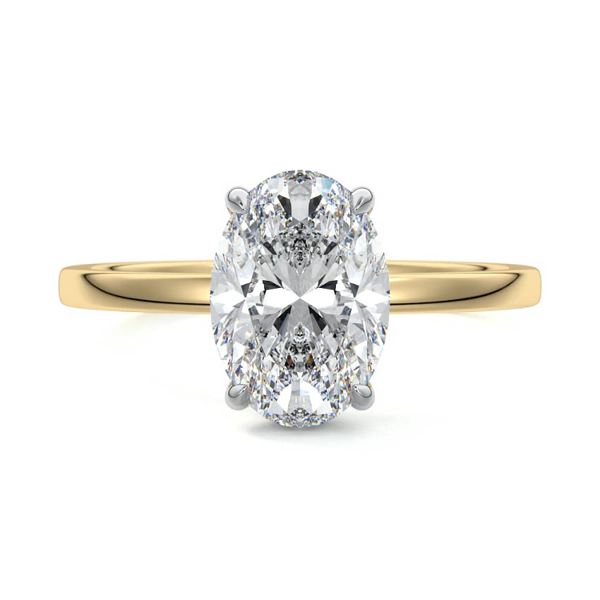 2.50 Carats Lab Grown Diamond Oval Shape F-VS1 Hidden Halo Two Tone Engagement Ring