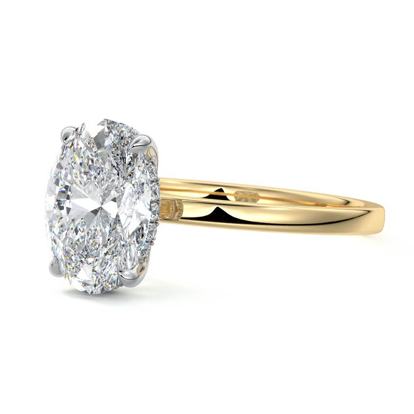 2.50 Carats Lab Grown Diamond Oval Shape F-VS1 Hidden Halo Two Tone Engagement Ring