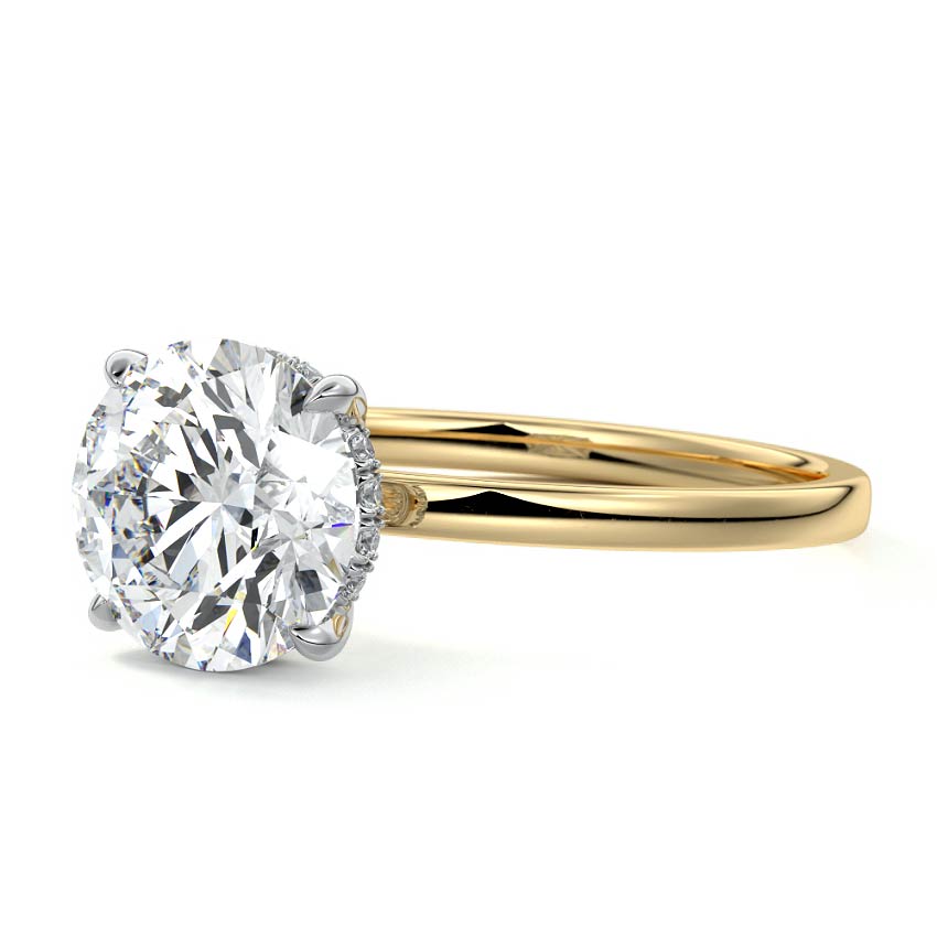 1.20 Carats Lab Grown Diamond Round Shape F-VS1 Hidden Halo Engagement Ring