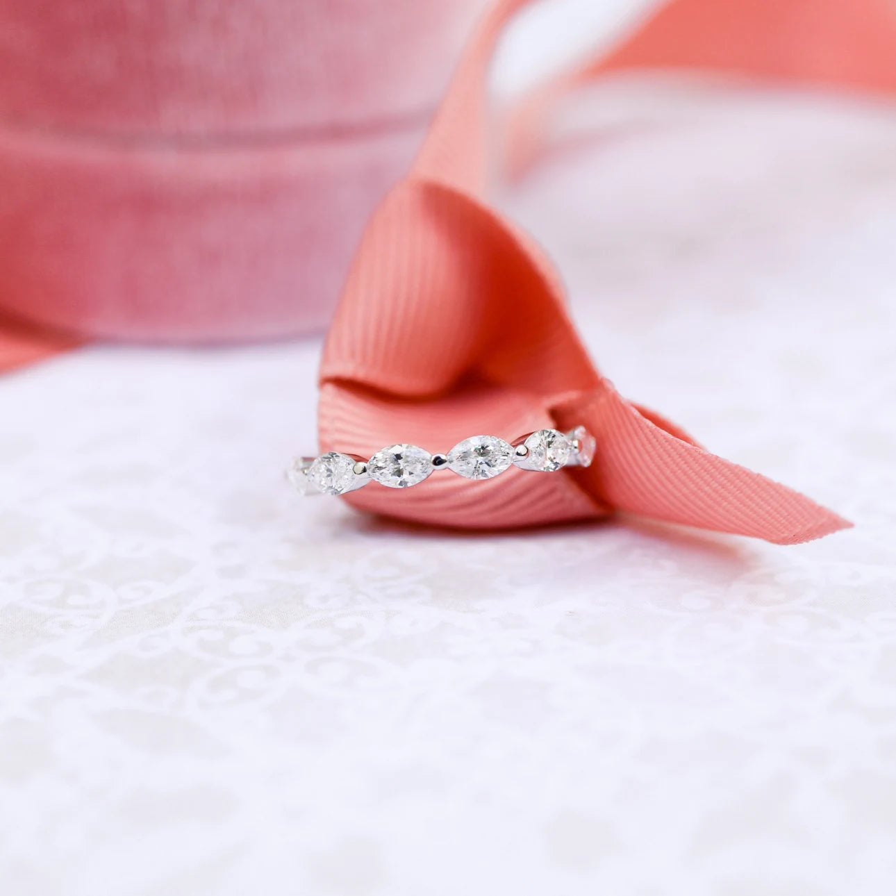 1.30 Carats Lab Grown Diamond Marquise Shape Bezel Wedding Band