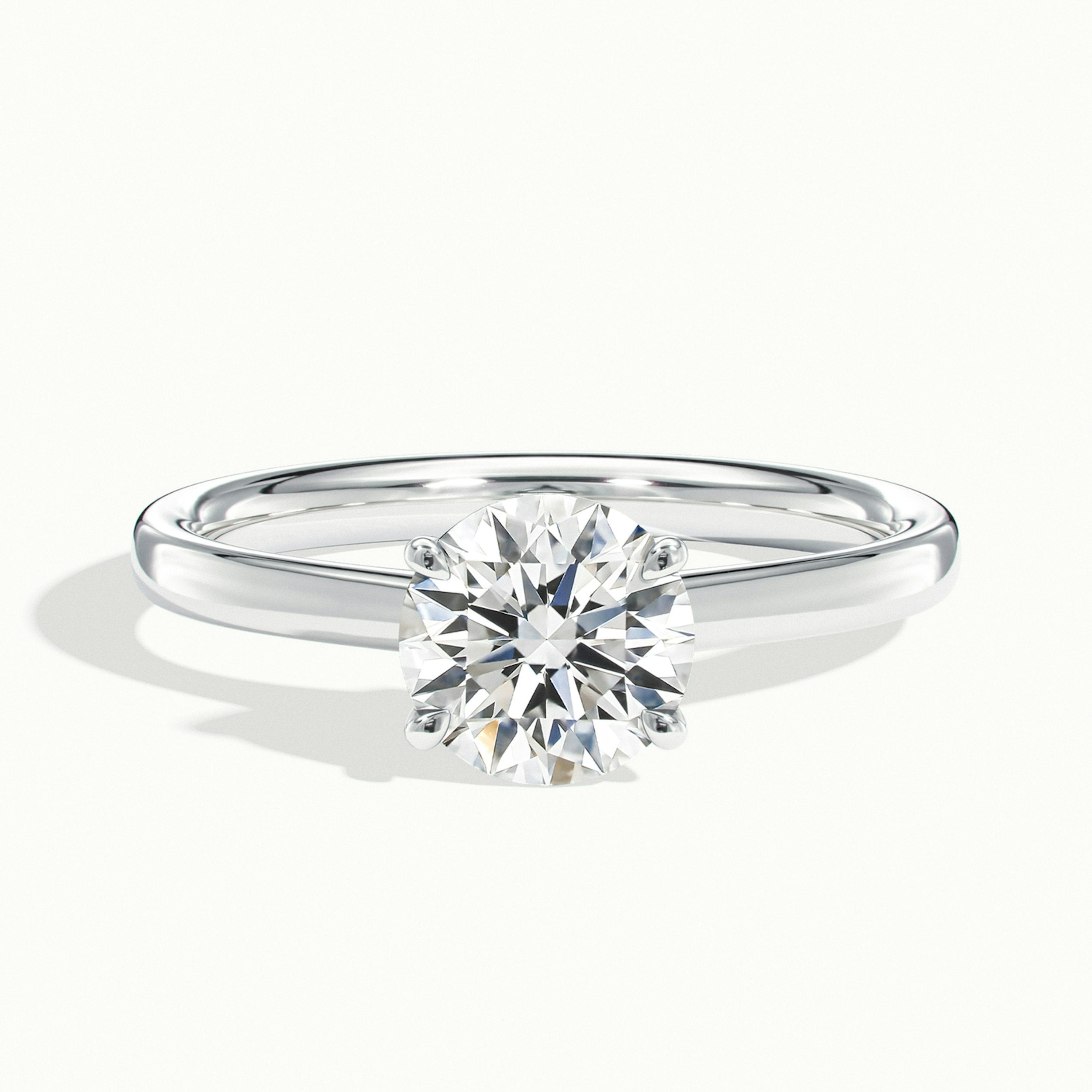 1.0 Carats Lab Grown Diamond Round Shape E-VS1 Solitaire Engagement Ring