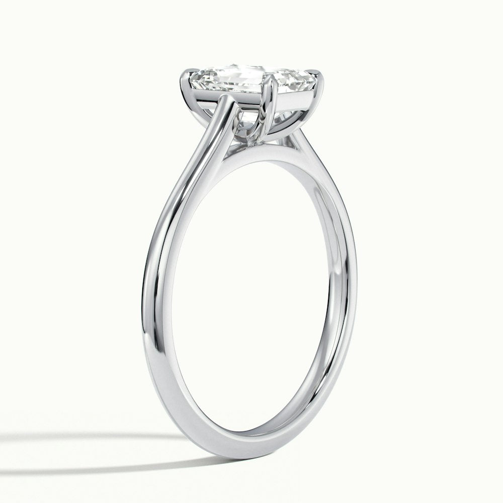 1.0 Carats Lab Grown Diamond Emerald Shape E-VS2 Solitaire Engagement Ring