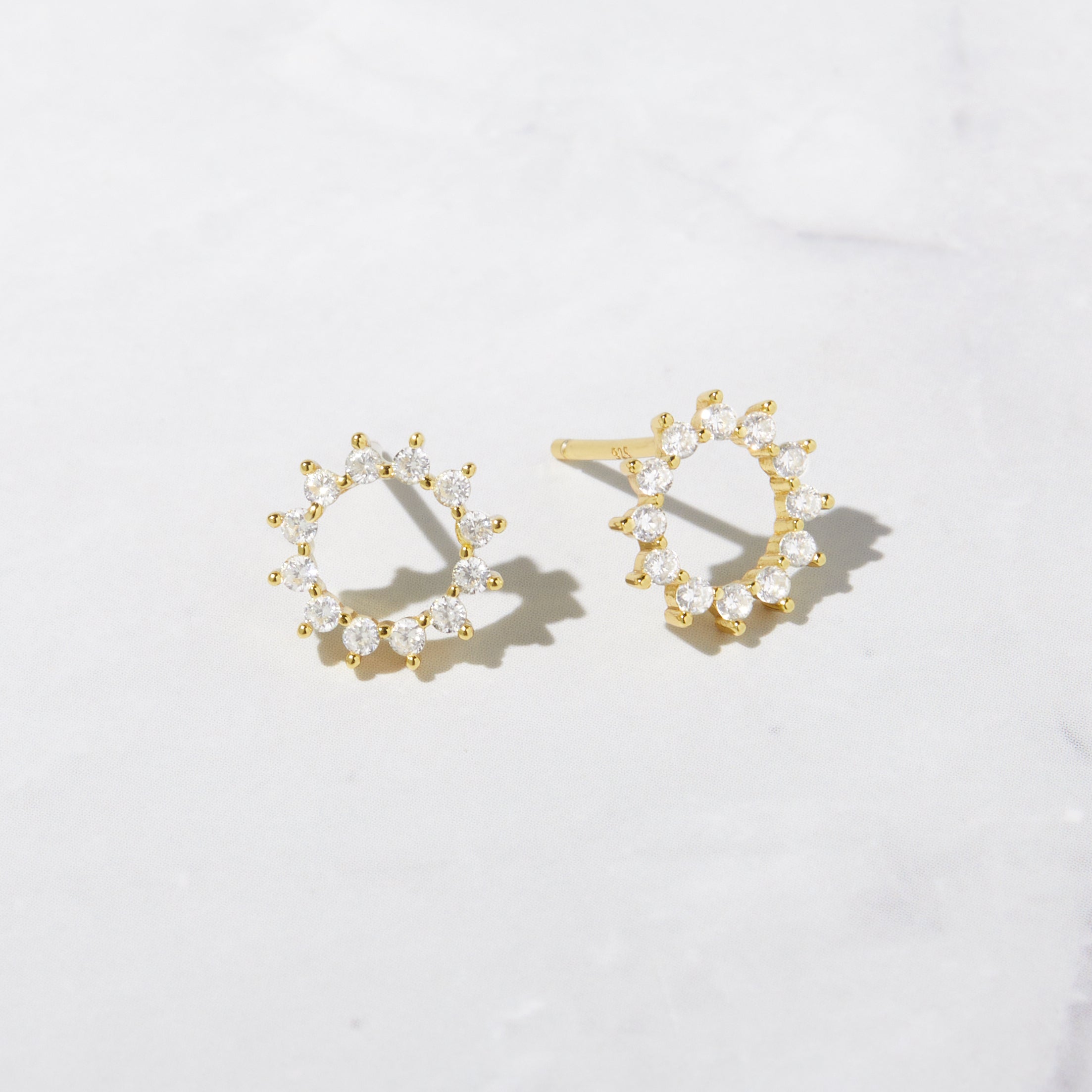 0.50 TCW Round Shape Moissanite Sunburst Studs Earrings