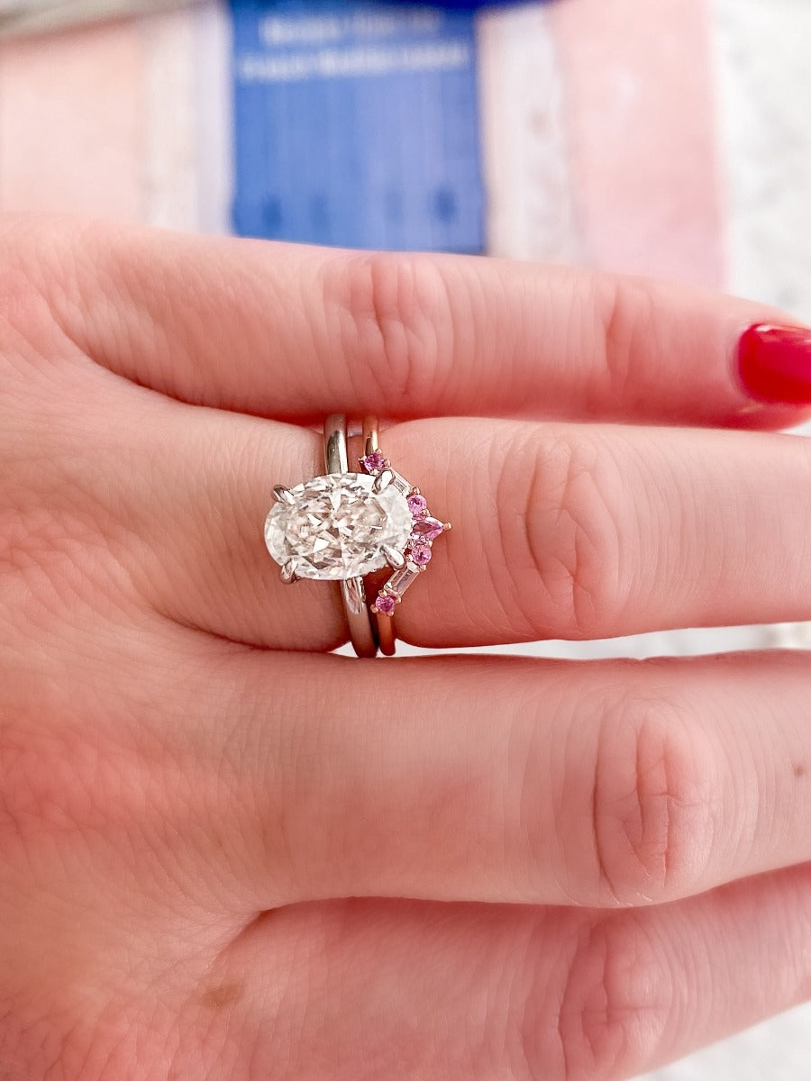 3.20 Carats Oval Shape Moissanite Hidden Halo Engagement Ring