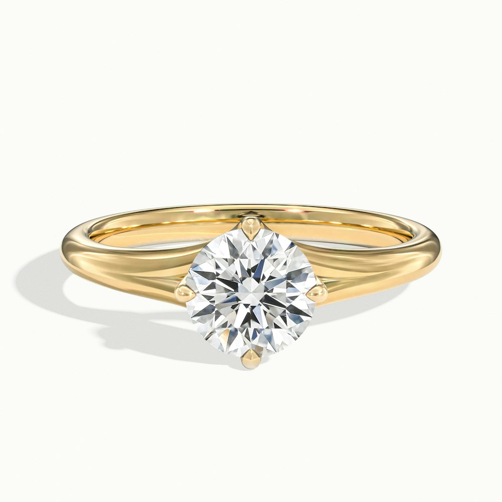 1.0 Carats Lab Grown Diamond Round Shape E-VS2 Solitaire Split Shank Engagement Ring