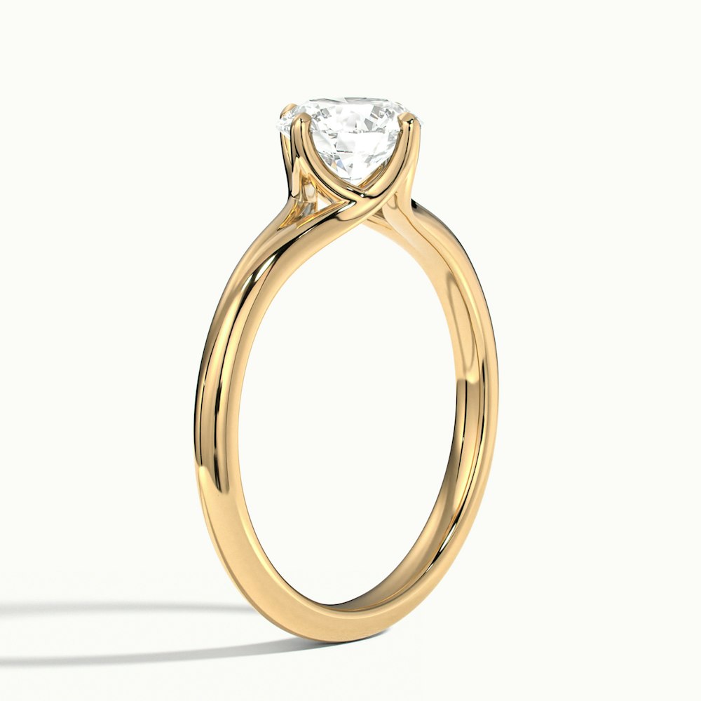 1.0 Carats Lab Grown Diamond Round Shape E-VS2 Solitaire Split Shank Engagement Ring