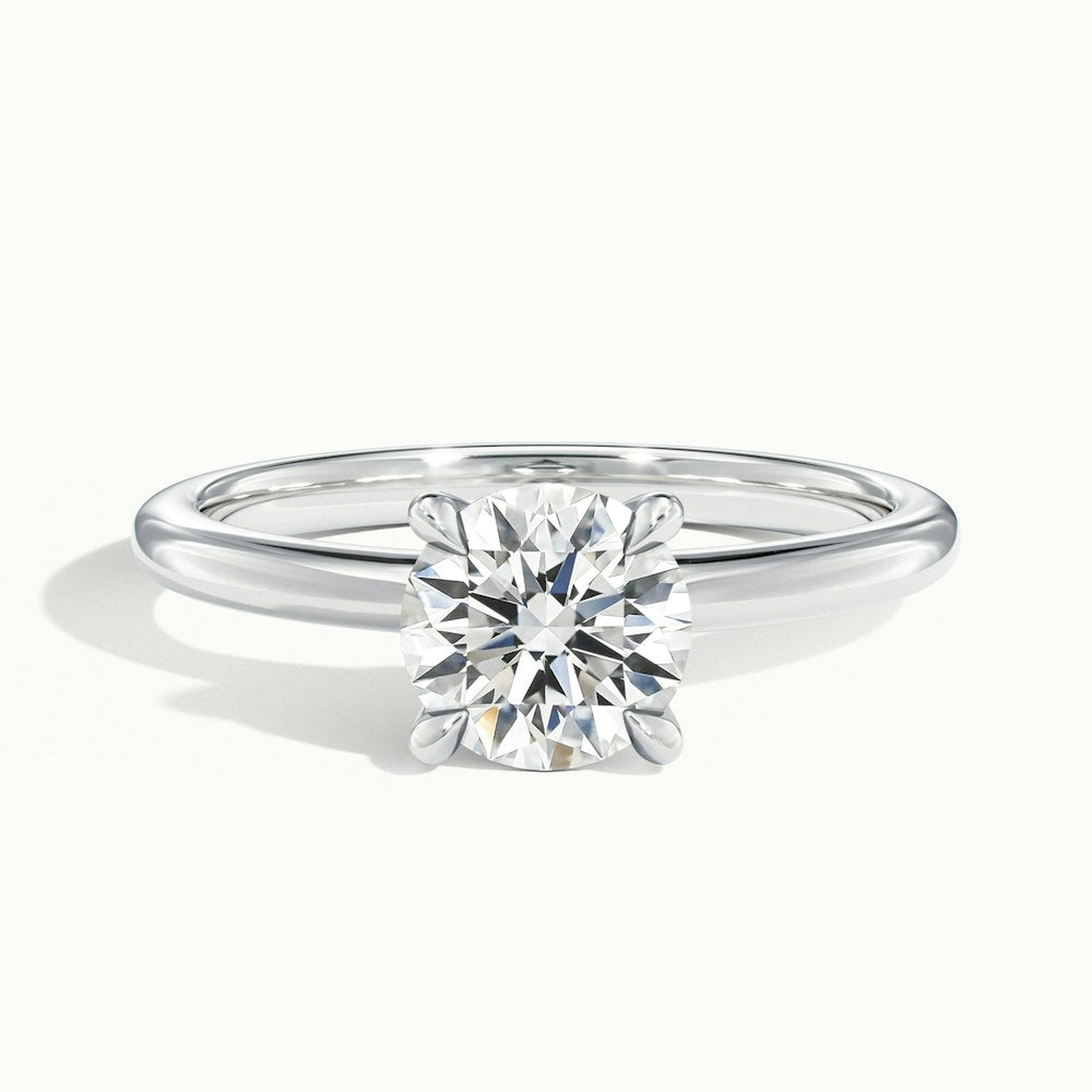 1.0 Carats Lab Grown Diamond Round Shape E-VS1 Solitaire Engagement Ring