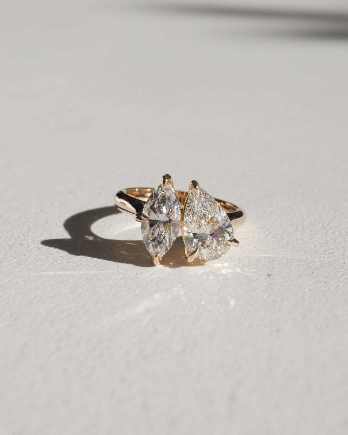 1.5 CT Pear & Marquise  G/VS1 CVD Diamond Two Stone Engagement Ring