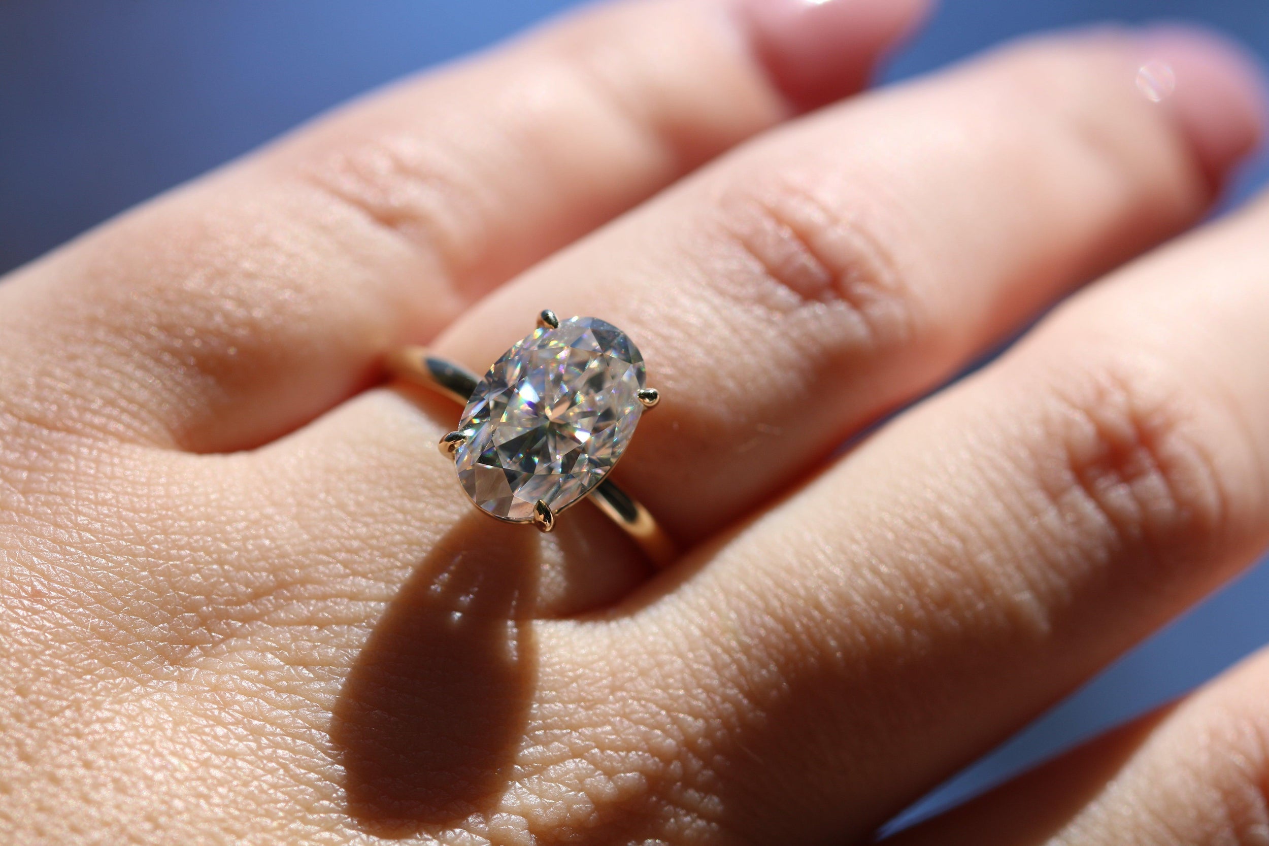 1.0 Carats Oval Shape Moissanite Solitaire Engagement Ring