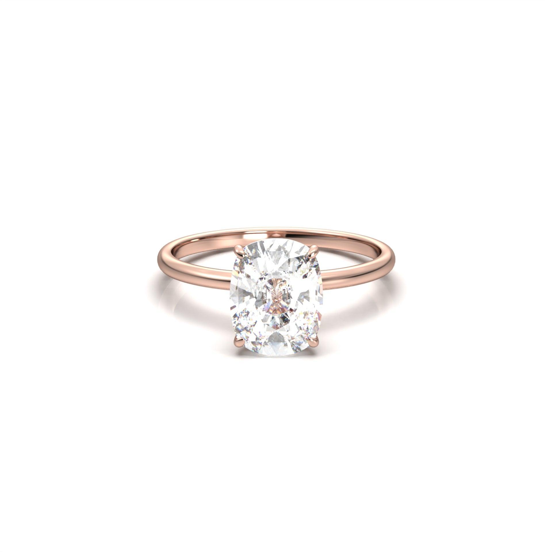 1.25 Carats Elongated Cushion Shape Moissanite Hidden Halo Engagement Ring