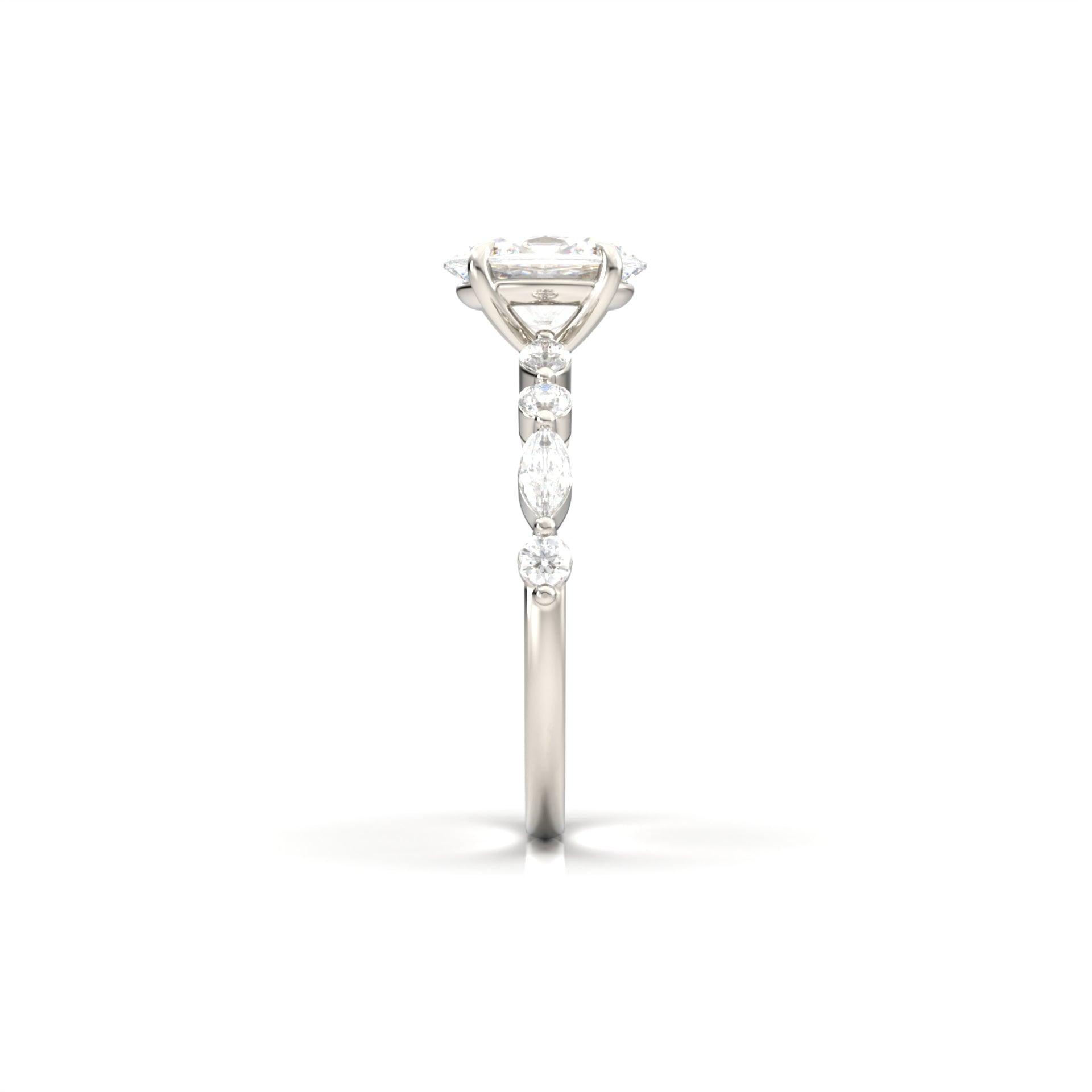 1.0 Carats Oval Shape Moissanite Pave Engagement Ring