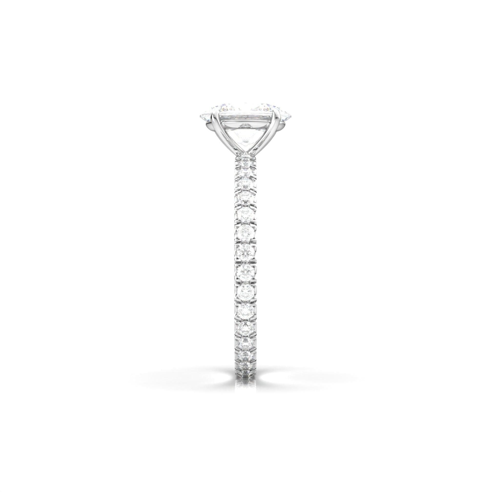 1.0 Carats Oval Shape Moissanite Pave Engagement Ring