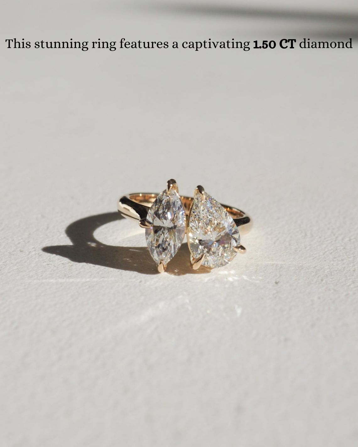 1.5 CT Pear & Marquise G/VS1 CVD Diamond Two Stone Engagement Ring