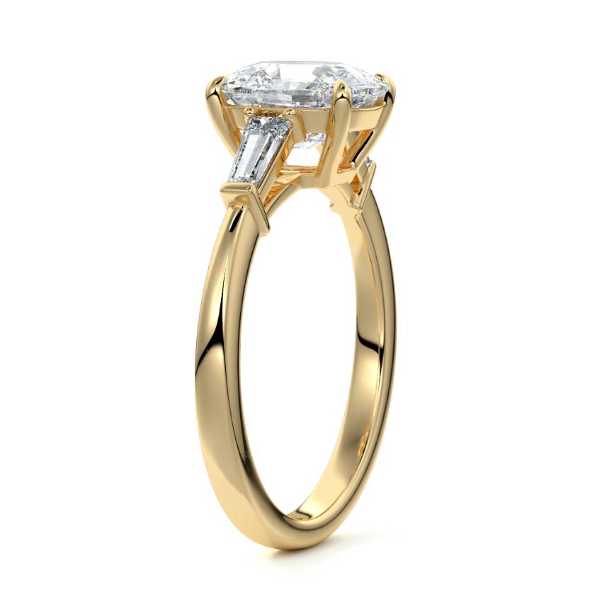 1.50 Carats Lab Grown Diamond Cushion Shape F-VS1 Three Stones Engagement Ring